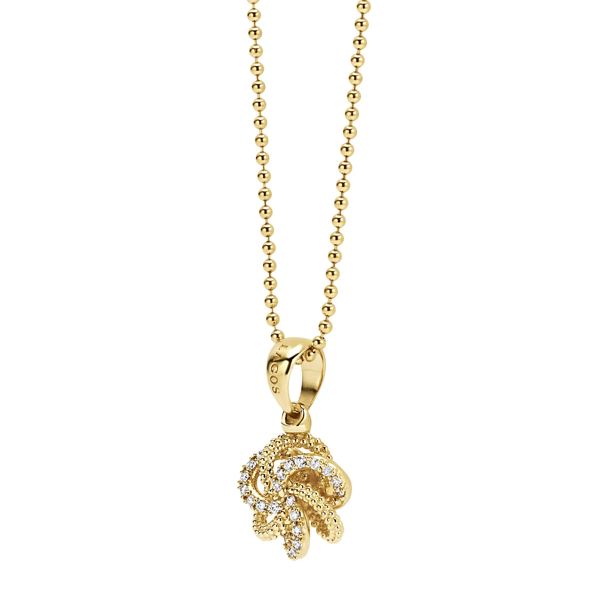 Love Knot 18K Gold Love Knot Diamond Pendant Necklace sold by LAGOS product image thumbnail 5