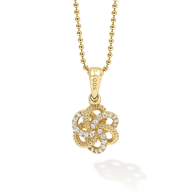 Love Knot 18K Gold Love Knot Diamond Pendant Necklace sold by LAGOS