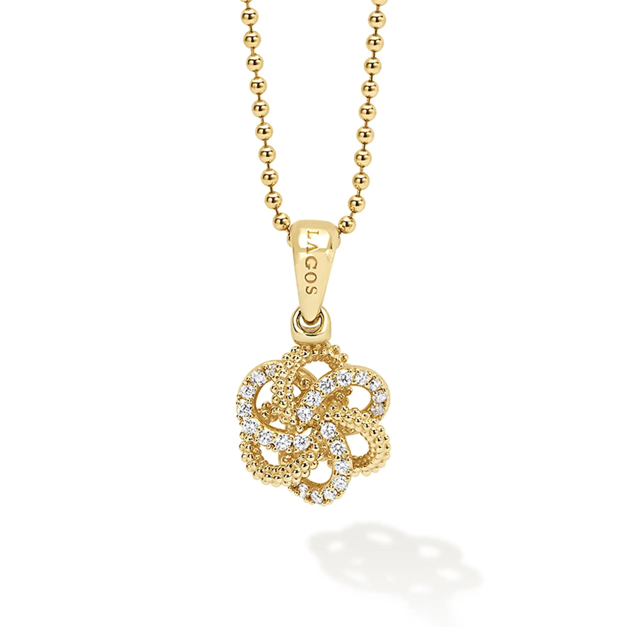 Love Knot 18K Gold Love Knot Diamond Pendant Necklace sold by LAGOS