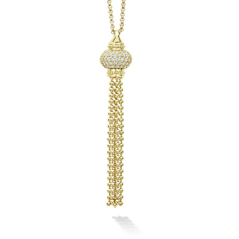 Caviar Gold Caviar Tassel Diamond Pendant Necklace sold by LAGOS
