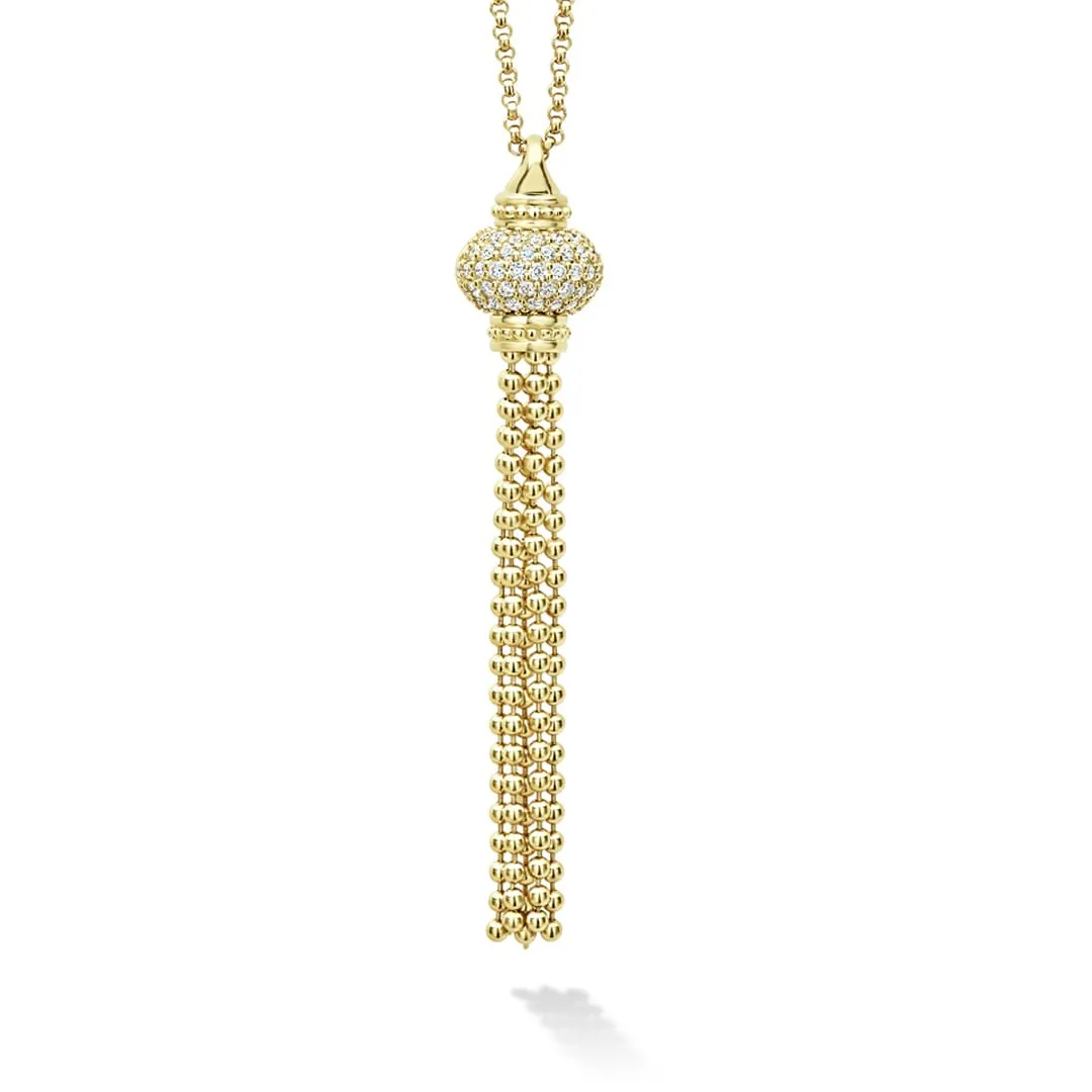 Caviar Gold Caviar Tassel Diamond Pendant Necklace sold by LAGOS