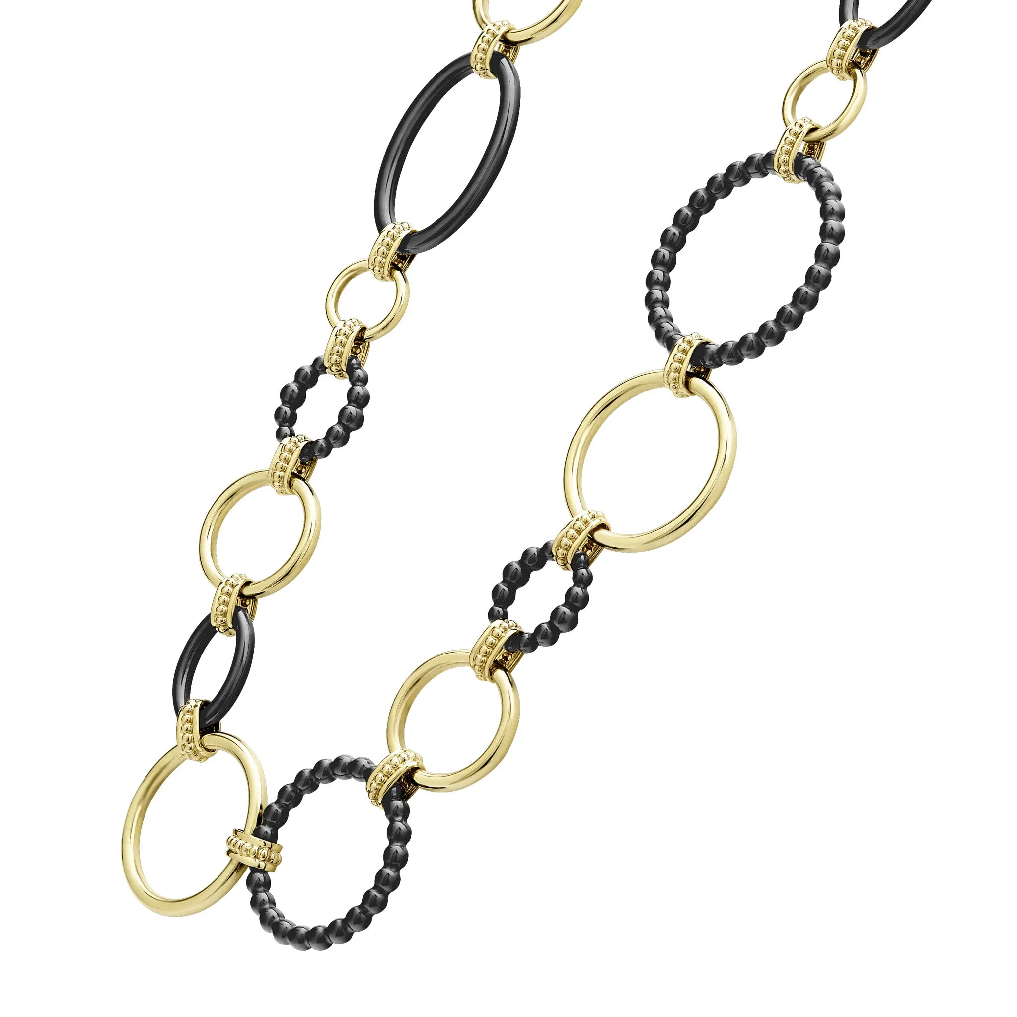 Meridian 18K Gold and Black Ceramic Link Necklace | 24mm sold by LAGOS product image thumbnail 4