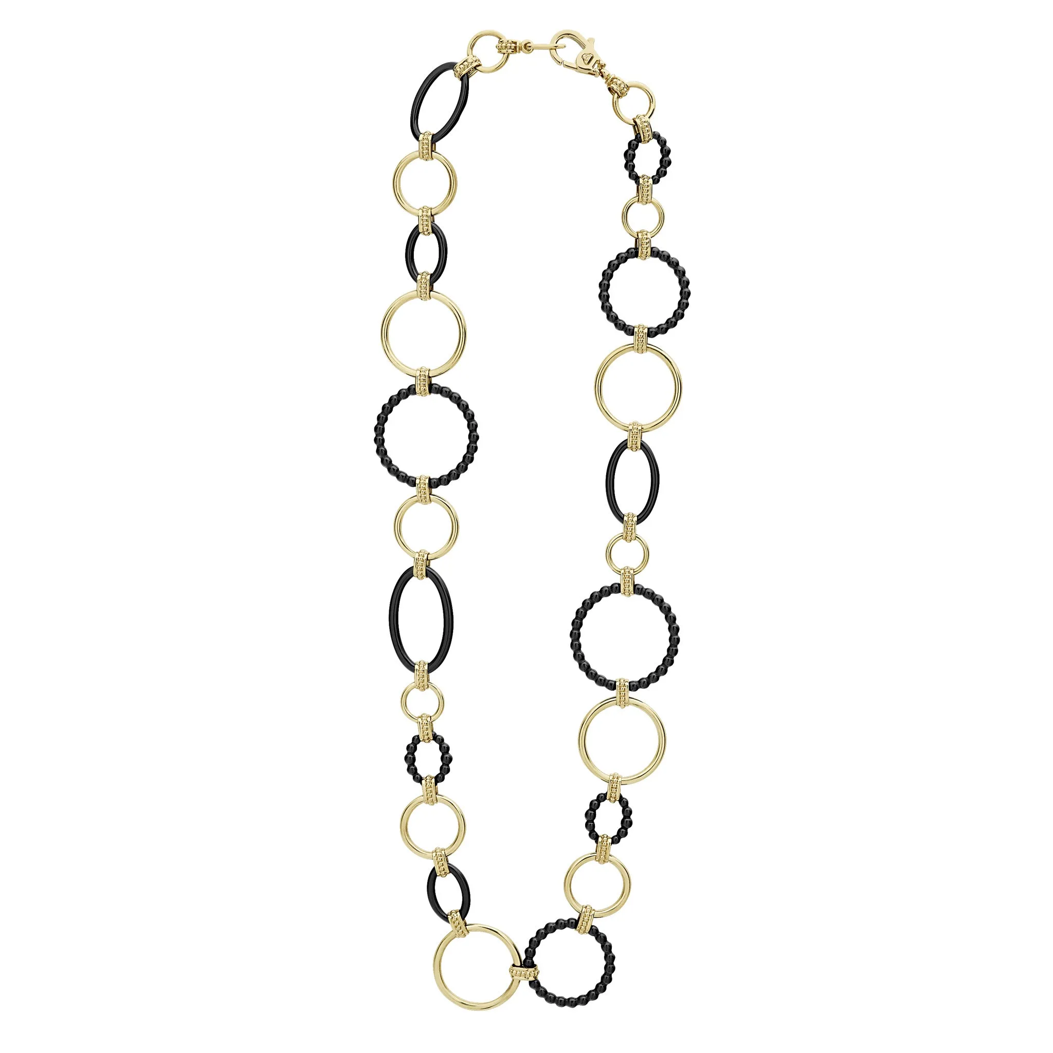 Meridian 18K Gold and Black Ceramic Link Necklace | 24mm sold by LAGOS product image thumbnail 3