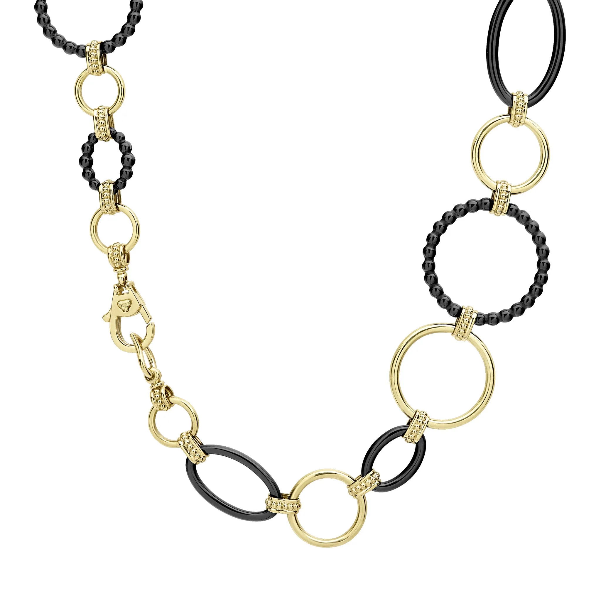 Meridian 18K Gold and Black Ceramic Link Necklace | 24mm sold by LAGOS product image thumbnail 5