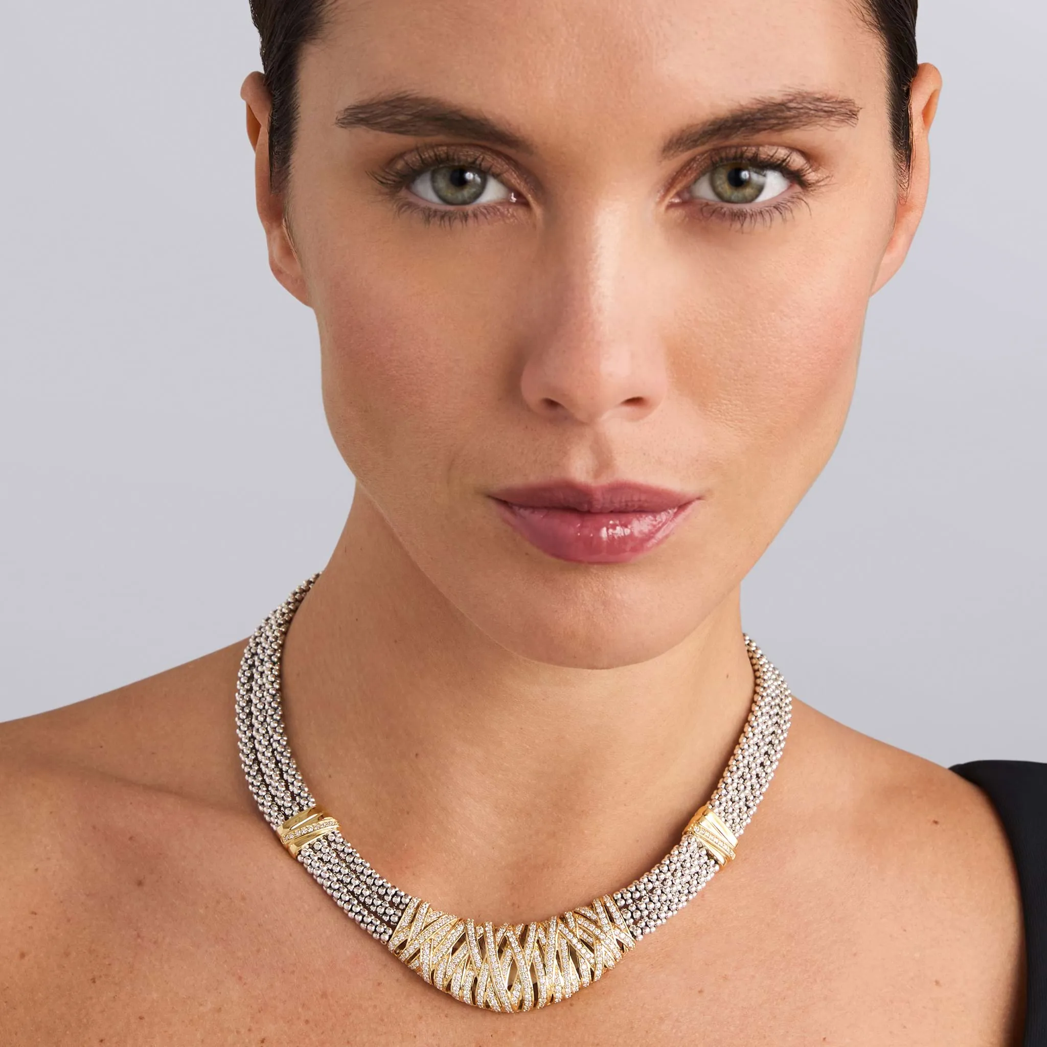 Caviar Lux Statement Two-Tone Caviar Diamond Necklace sold by LAGOS product image thumbnail 2