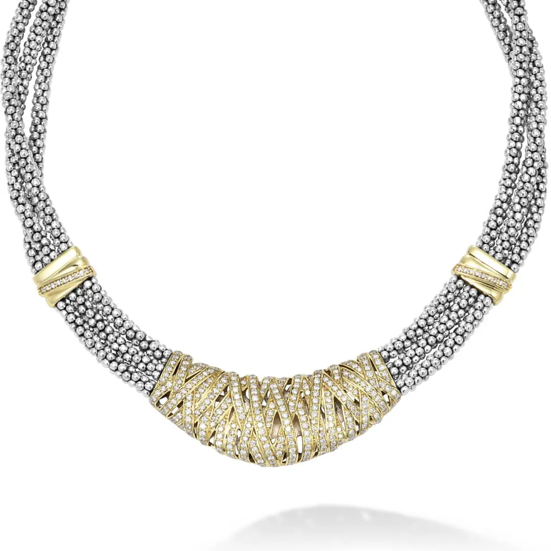 Caviar Lux Statement Two-Tone Caviar Diamond Necklace sold by LAGOS