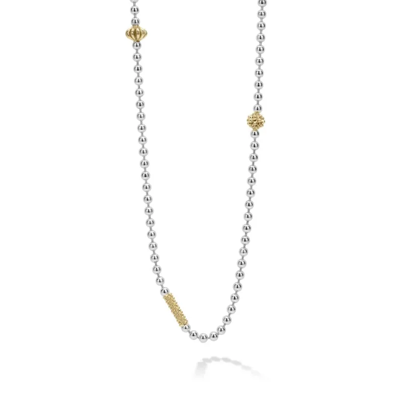Caviar Icon Two-Tone Caviar Beaded Necklace sold by LAGOS