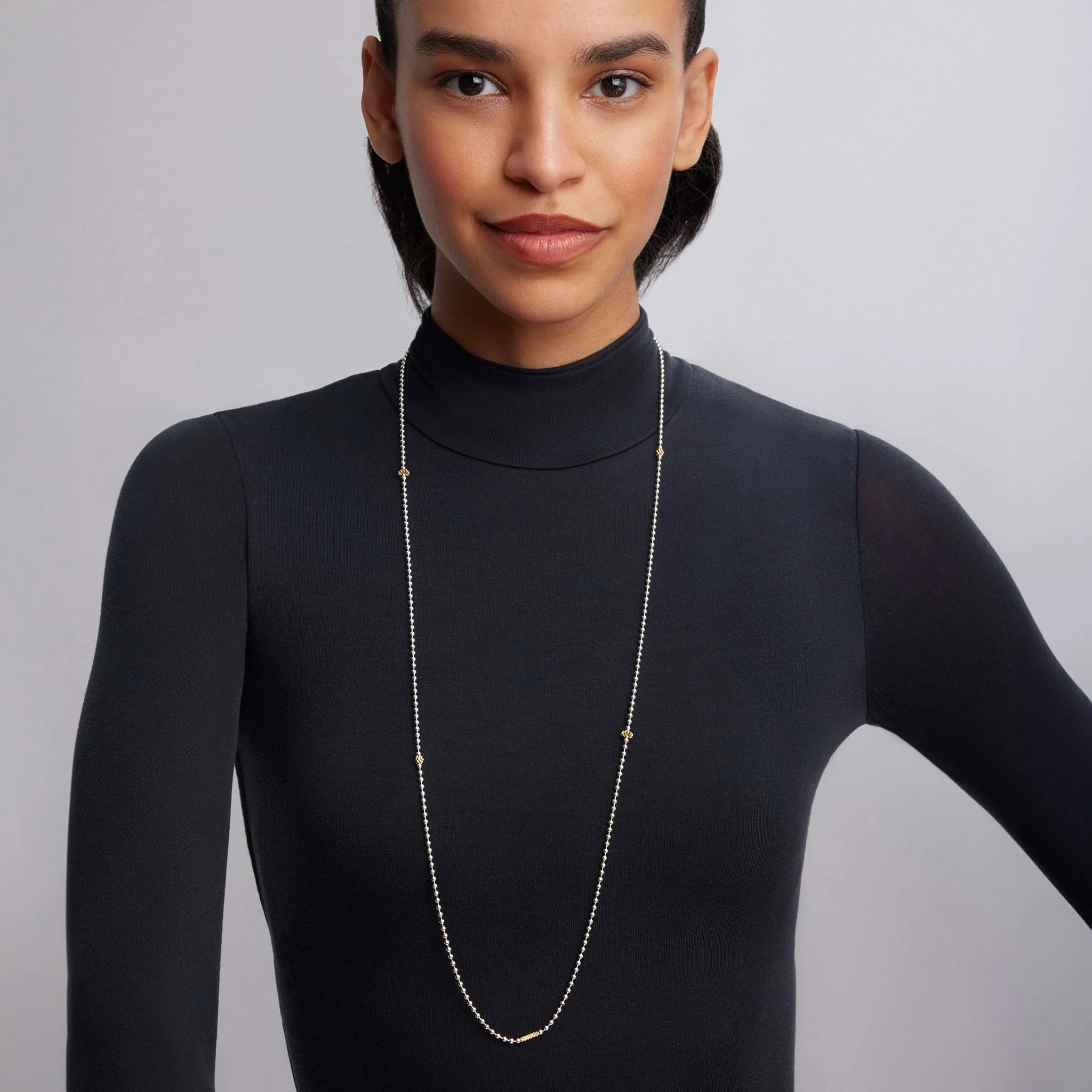 Caviar Icon Long Two-Tone Caviar Beaded Necklace sold by LAGOS product image thumbnail 2