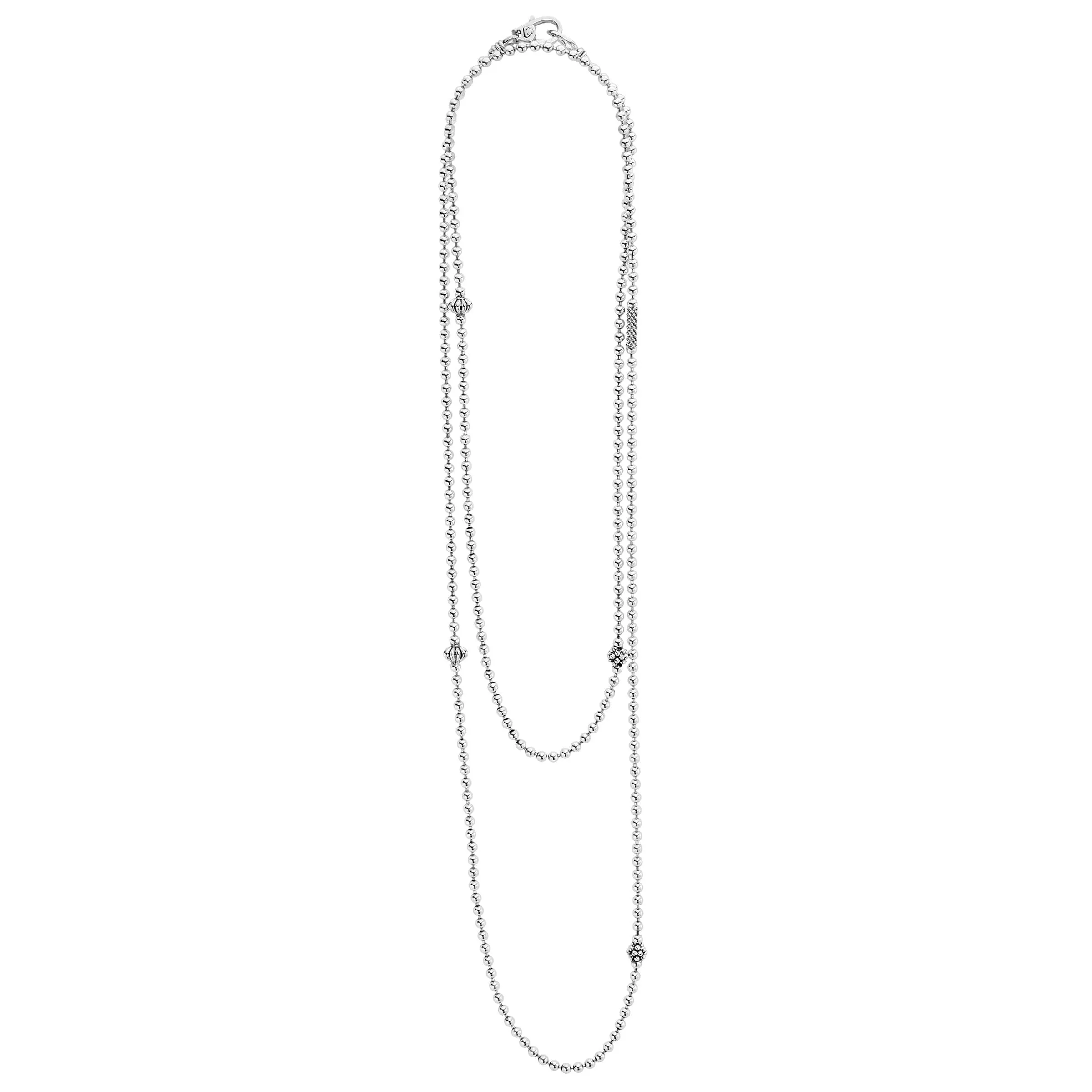 Caviar Icon Long Silver Caviar Beaded Necklace sold by LAGOS product image thumbnail 3
