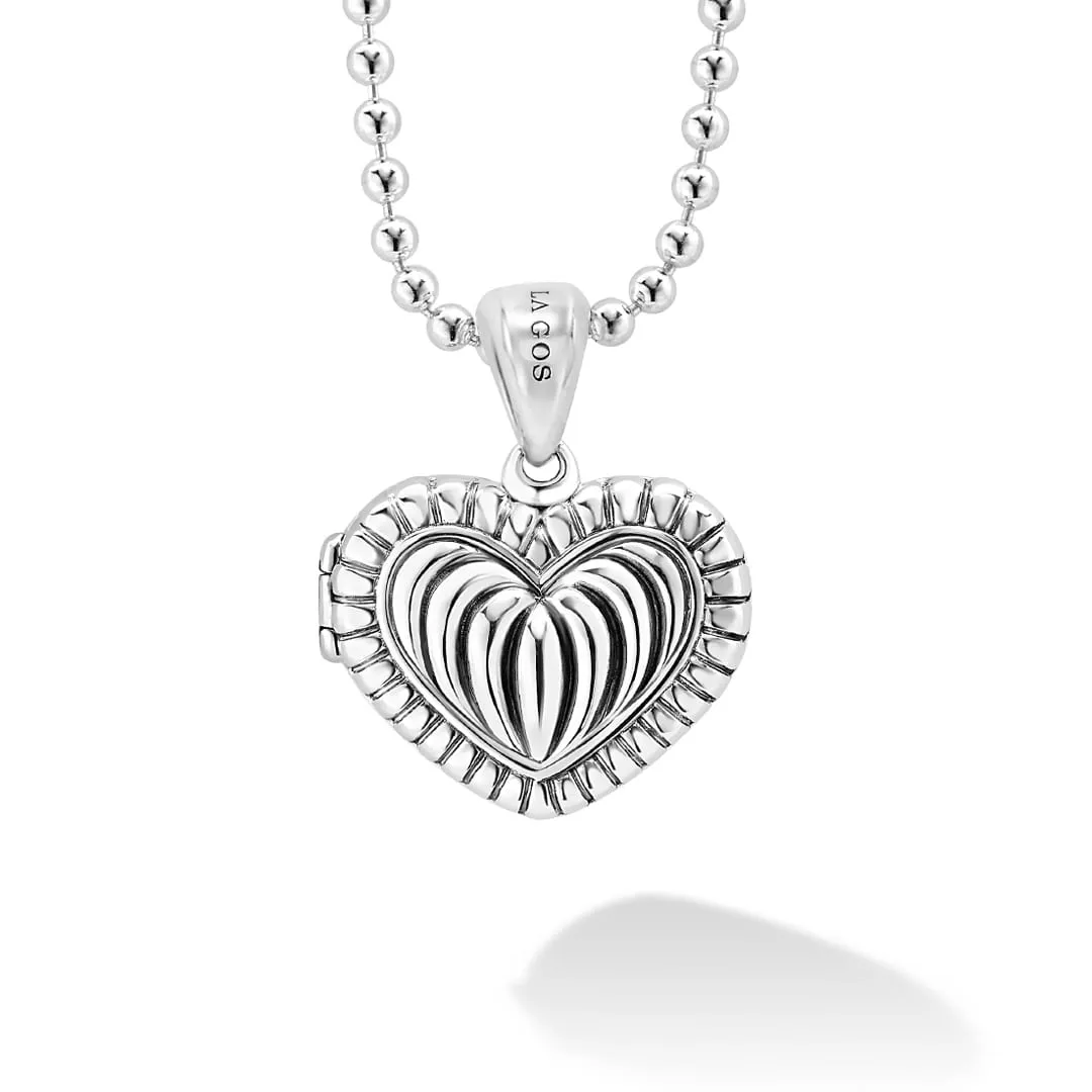 Beloved Fluted Heart Locket Necklace sold by LAGOS