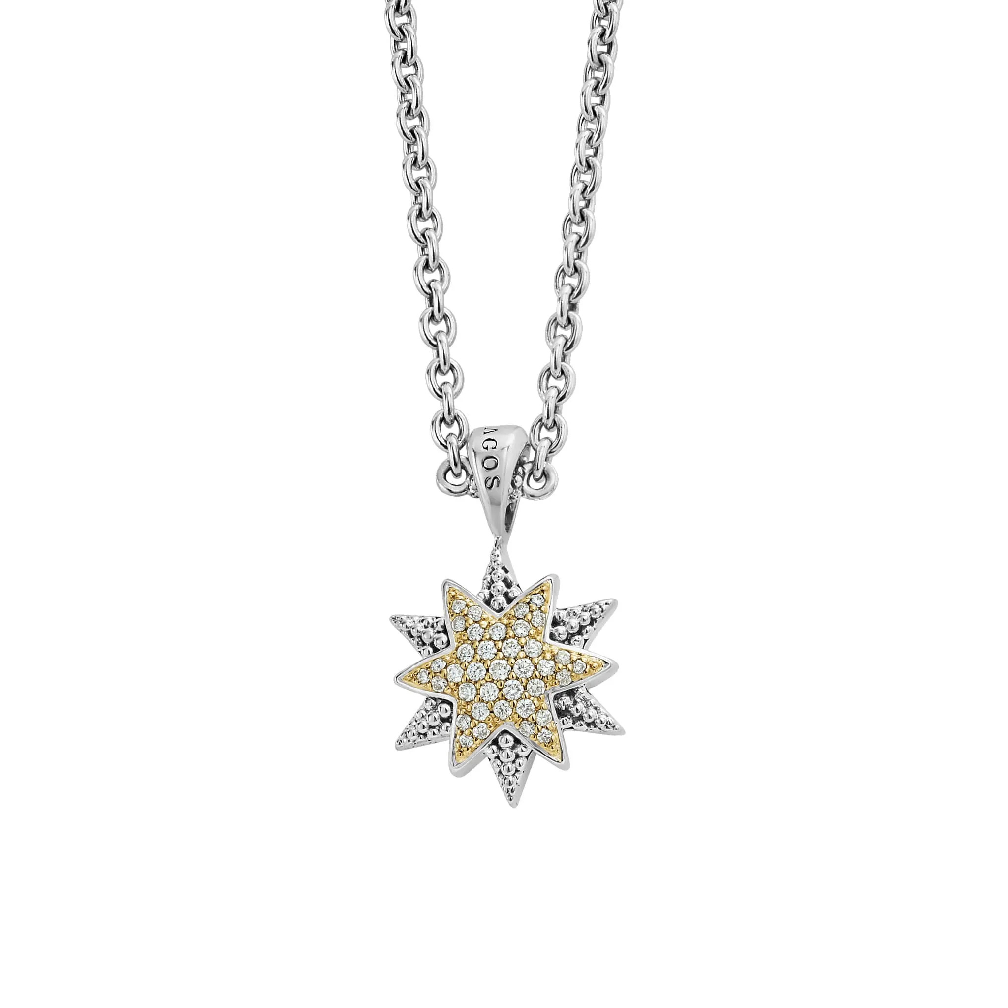 North Star Two-Tone Star Diamond Pendant Necklace sold by LAGOS