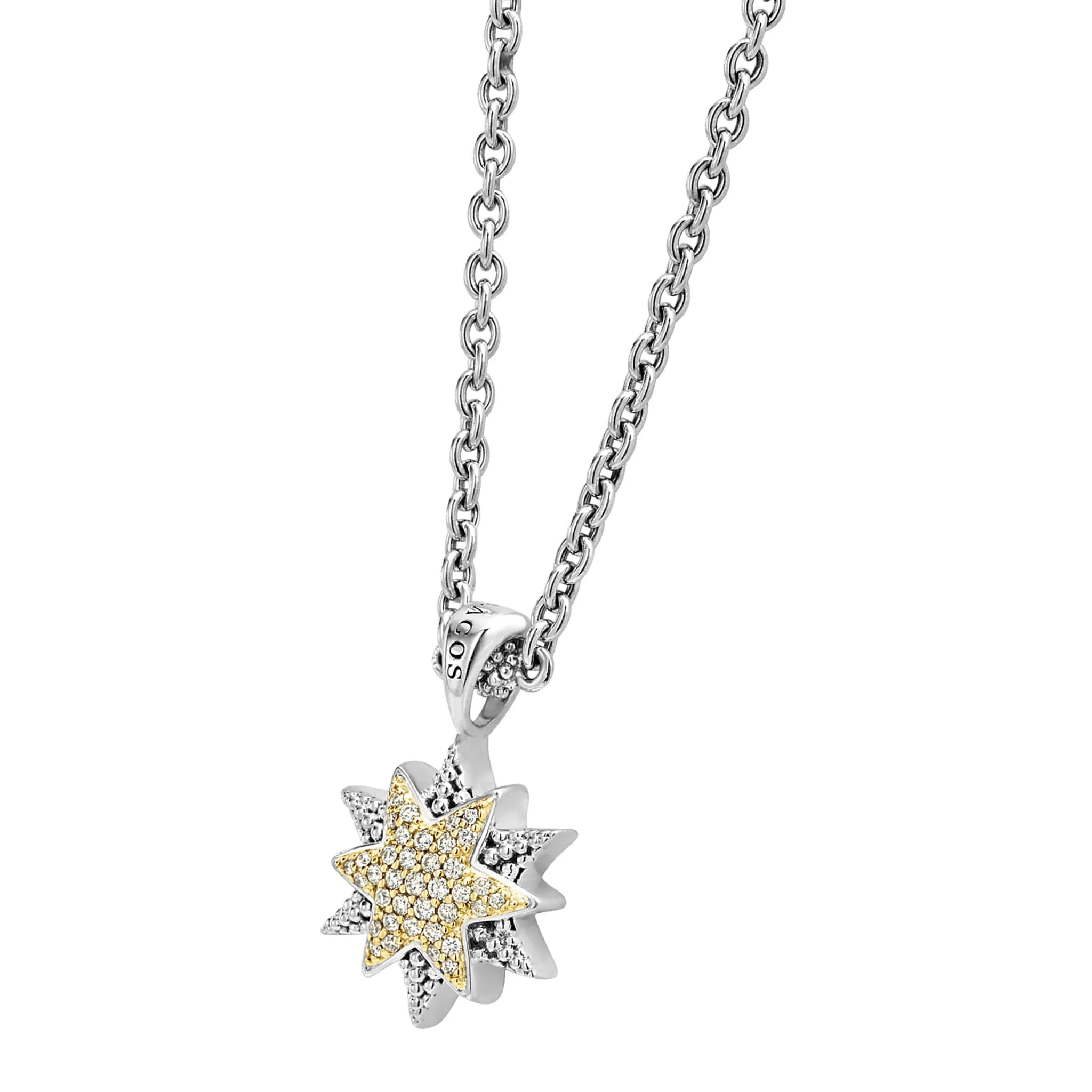 North Star Two-Tone Star Diamond Pendant Necklace sold by LAGOS product image thumbnail 4