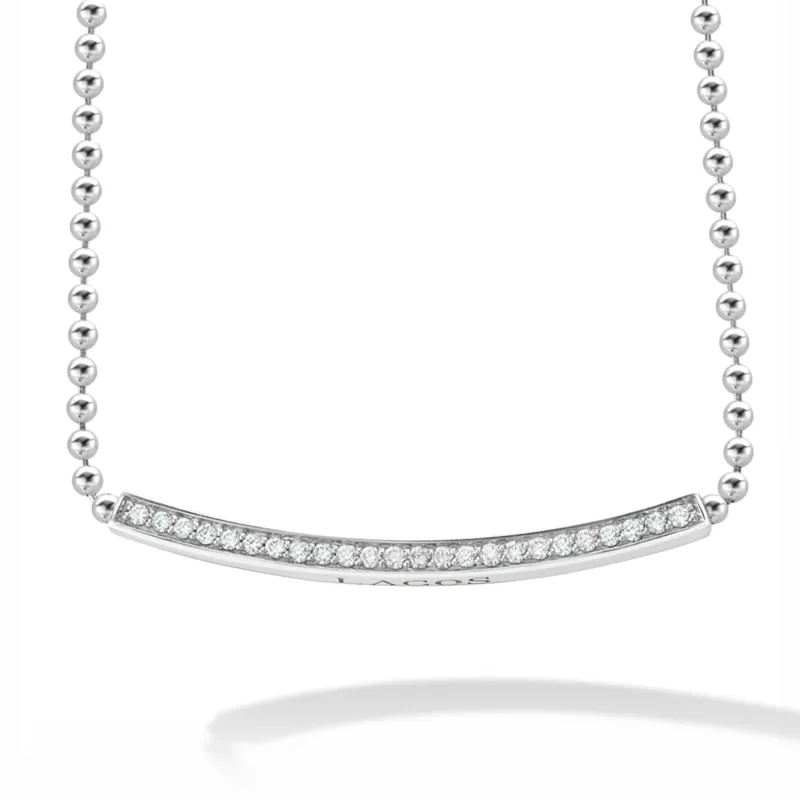 Caviar Spark Large Station Diamond Beaded Necklace sold by LAGOS