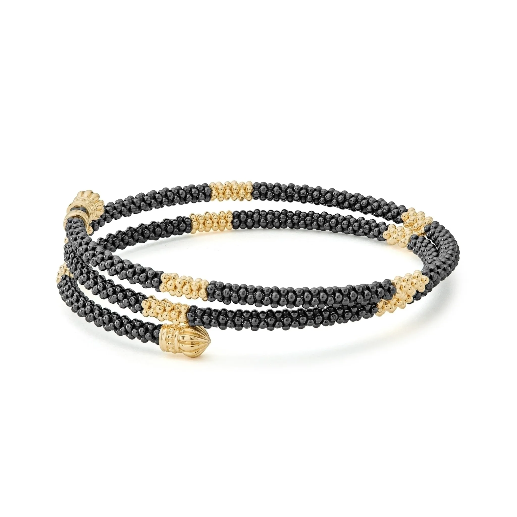 Black Caviar 18K Gold Small Station Ceramic Wrap Bracelet | 3mm sold by LAGOS product image thumbnail 4
