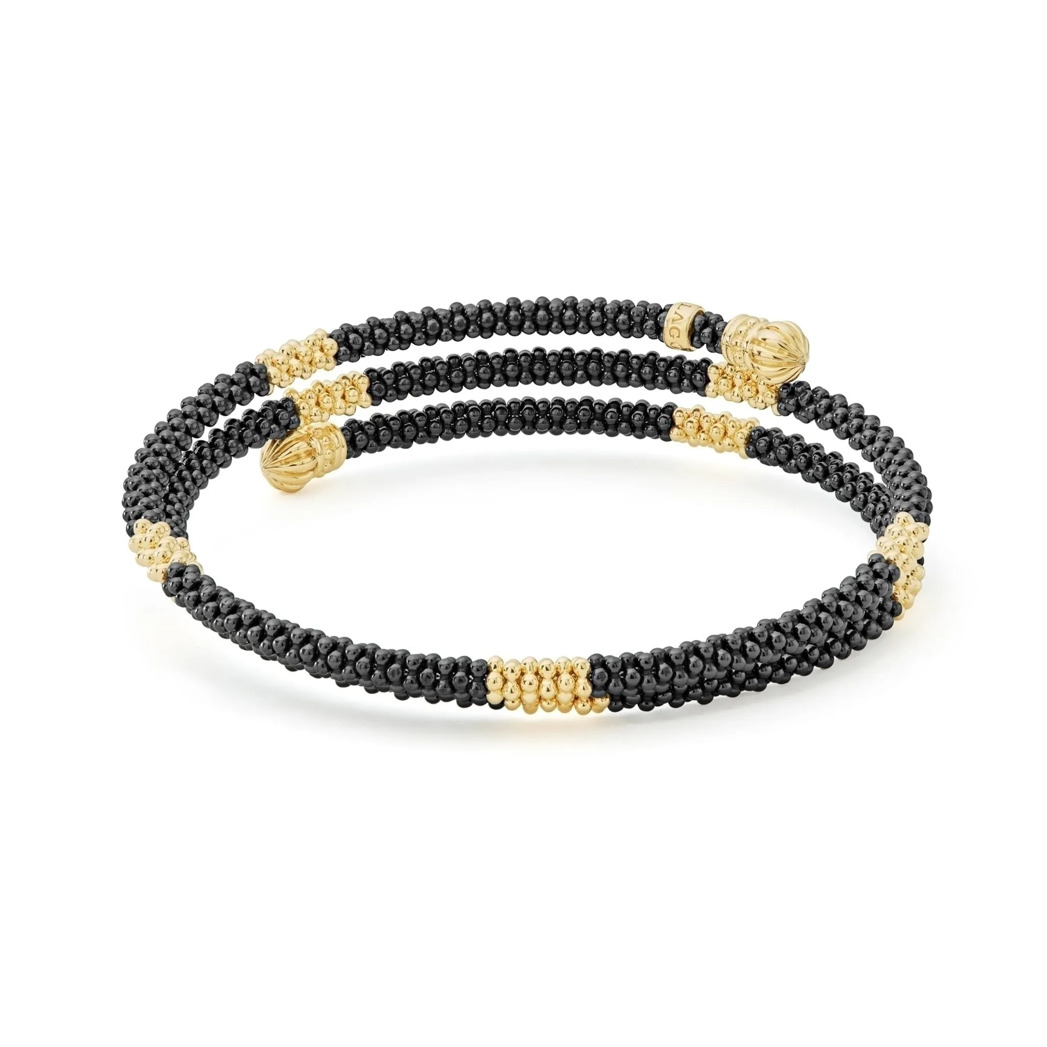 Black Caviar 18K Gold Small Station Ceramic Wrap Bracelet | 3mm sold by LAGOS product image thumbnail 5