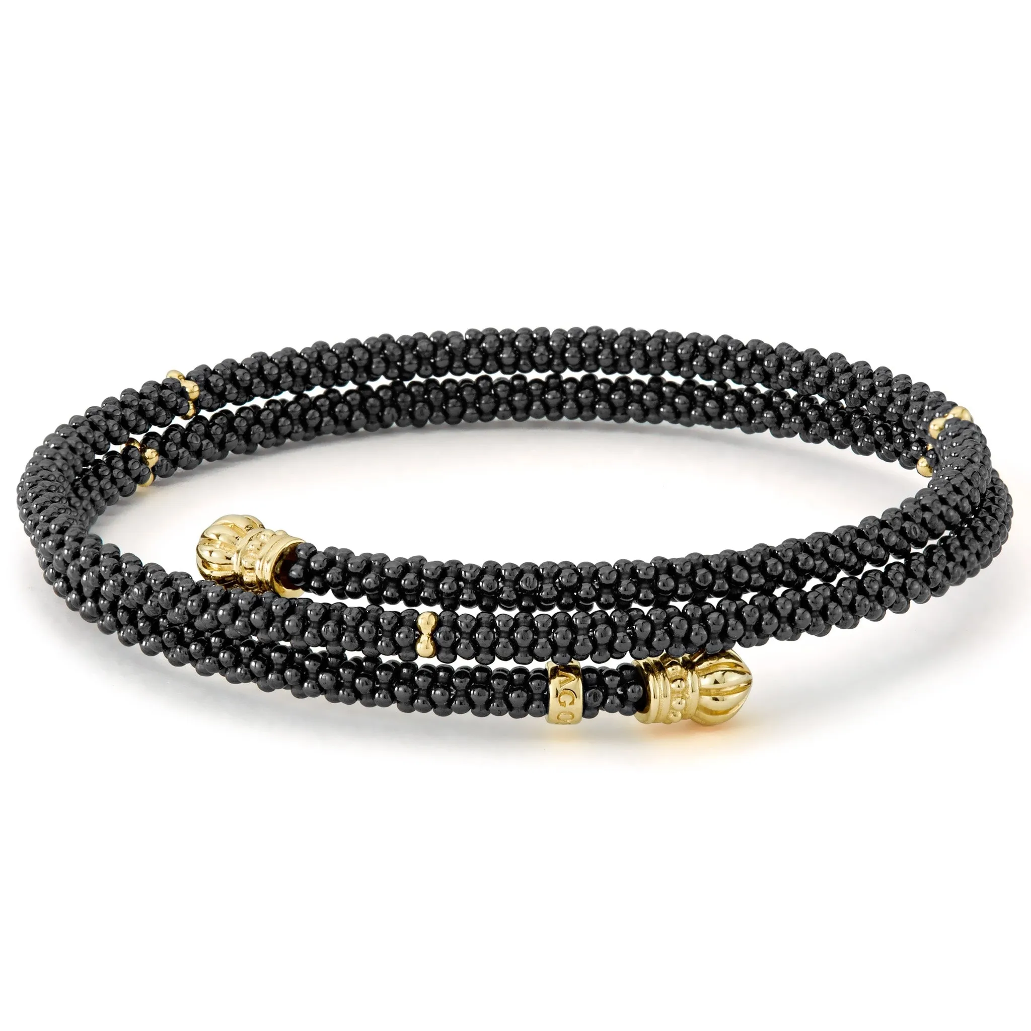 Black Caviar Ceramic Wrap Bracelet | 3mm sold by LAGOS