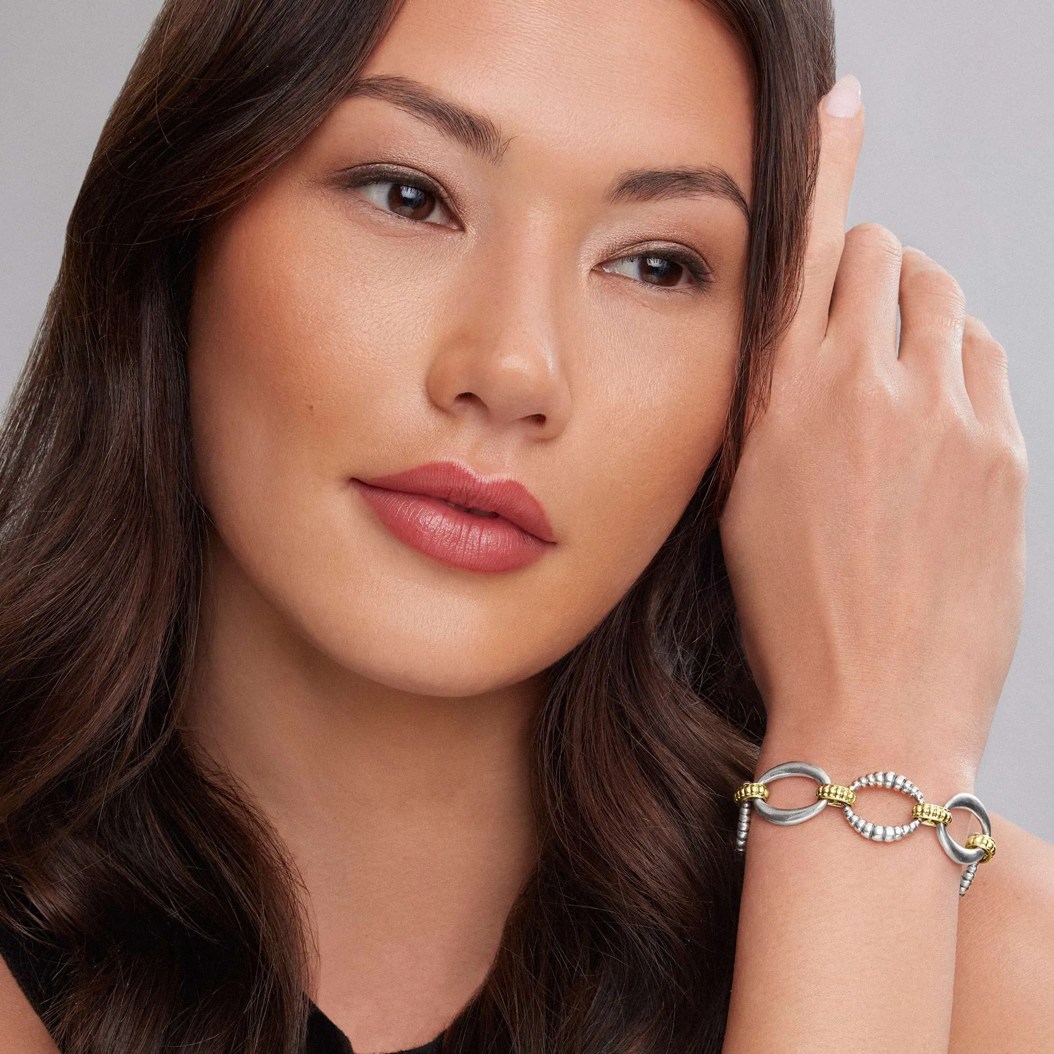 Signature Caviar Two-Tone Link Bracelet sold by LAGOS product image thumbnail 2