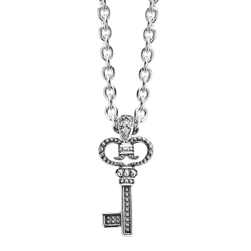 Beloved Caviar Key Diamond Pendant Necklace sold by LAGOS