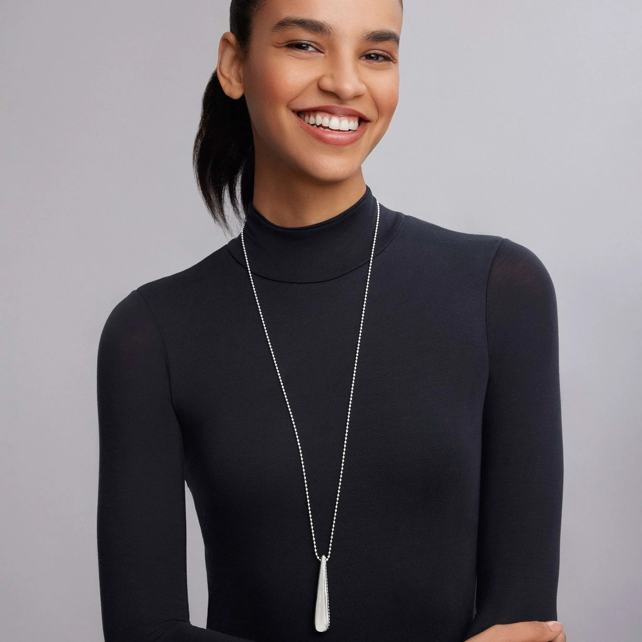 Signature Caviar Smooth Drop Pendant Necklace sold by LAGOS product image thumbnail 2