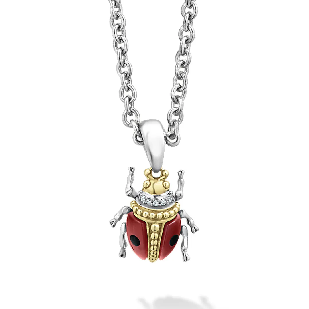 Rare Wonders Red Agate Beetle Diamond Pendant Necklace sold by LAGOS