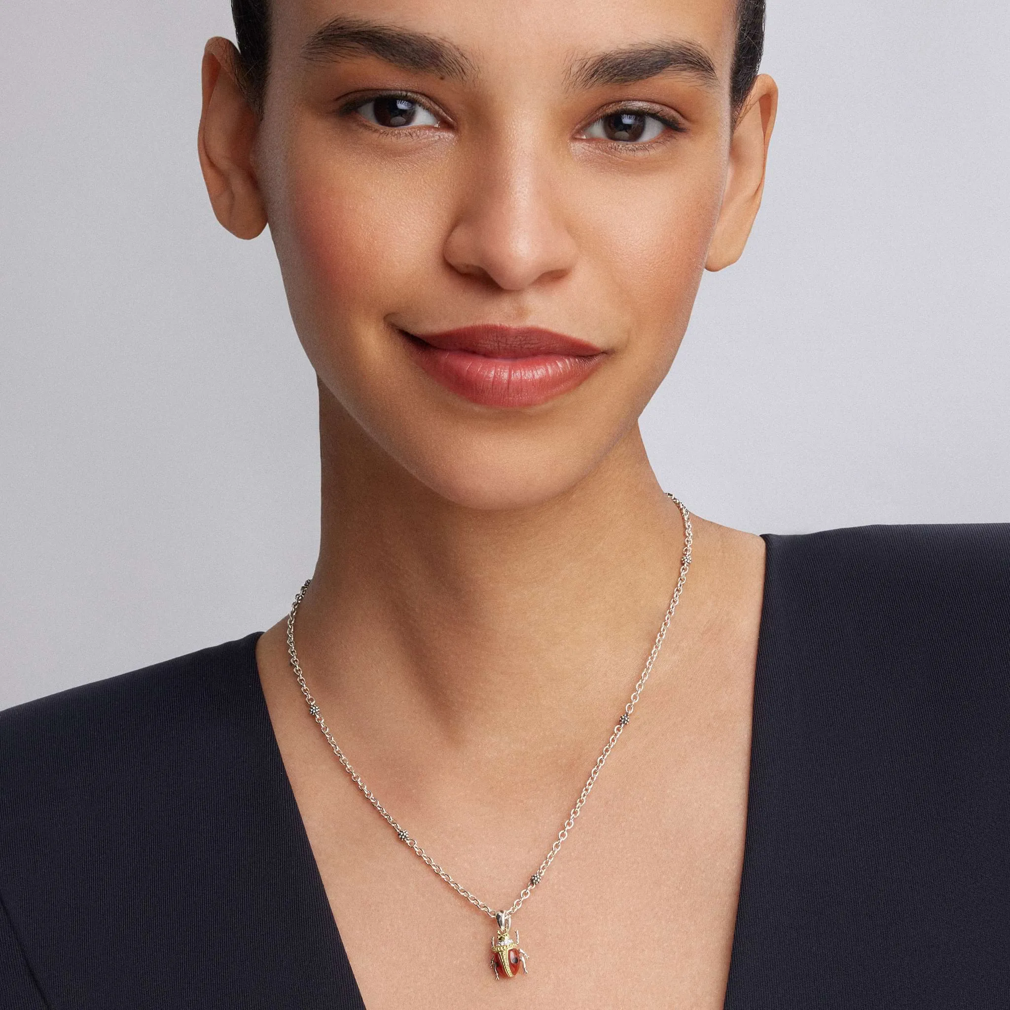 Rare Wonders Red Agate Beetle Diamond Pendant Necklace sold by LAGOS product image thumbnail 2