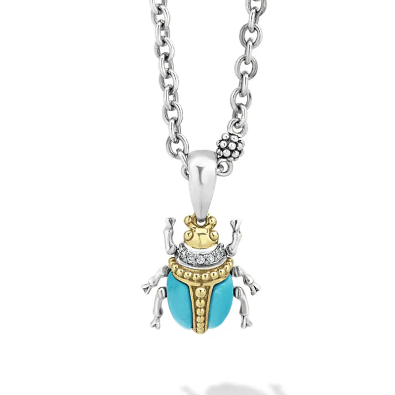 Rare Wonders Turquoise Beetle Diamond Pendant Necklace sold by LAGOS