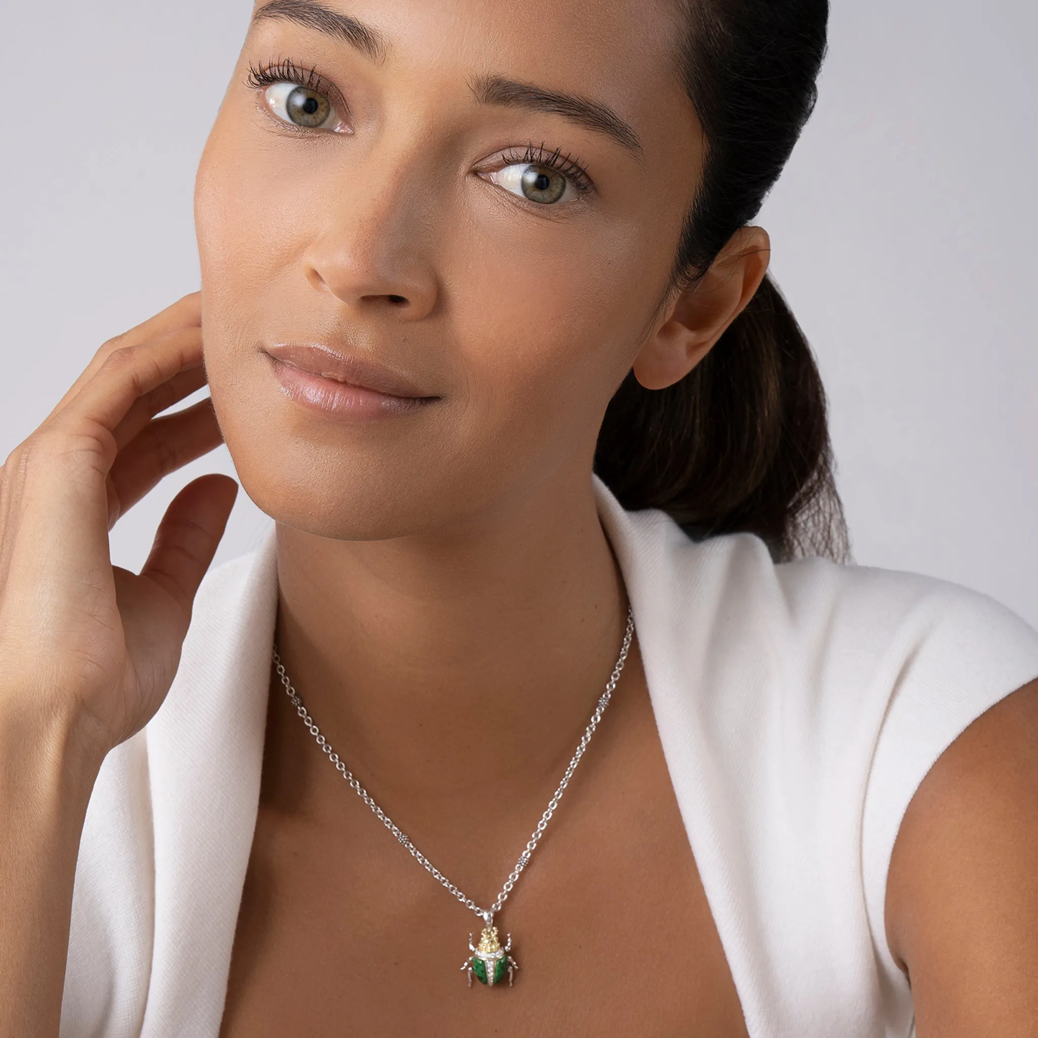 Rare Wonders Jade Beetle Diamond Pendant Necklace sold by LAGOS product image thumbnail 2
