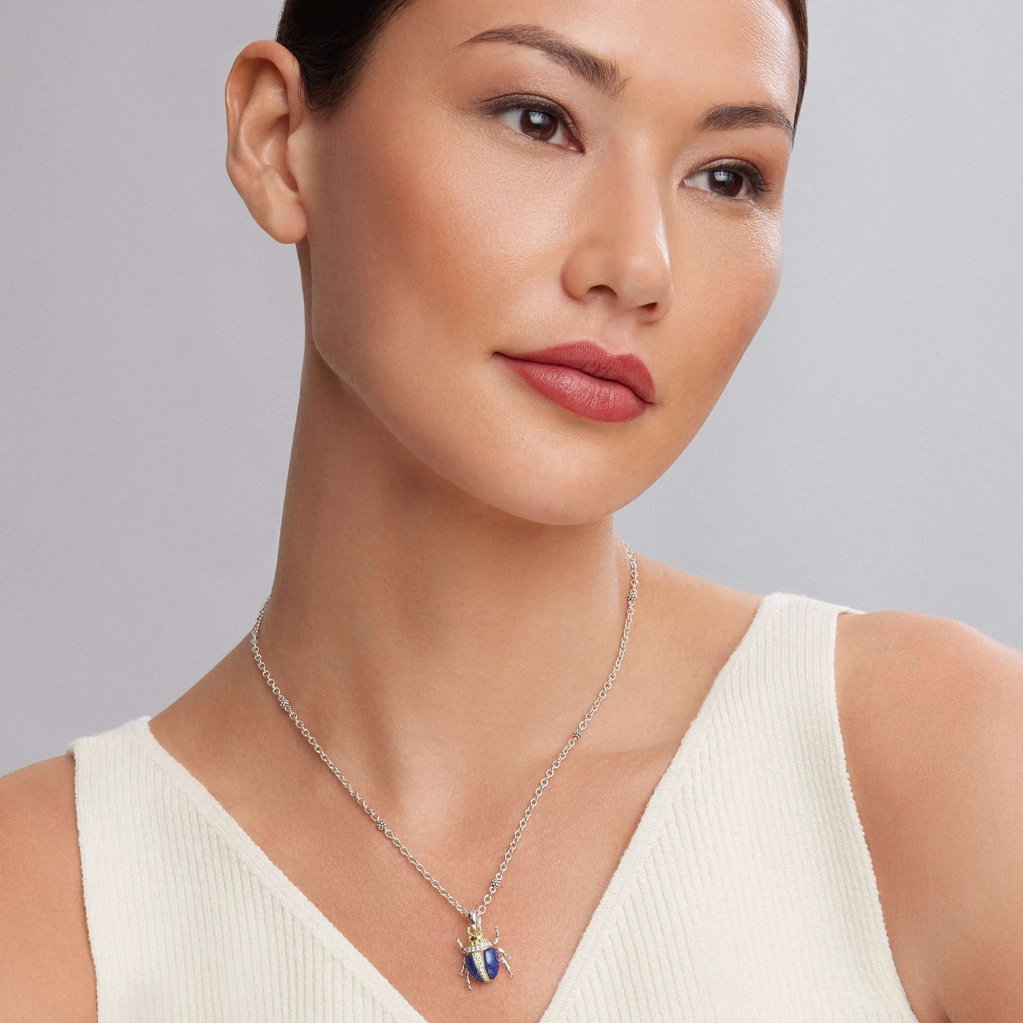 Rare Wonders Lapis Beetle Diamond Pendant Necklace sold by LAGOS product image thumbnail 2