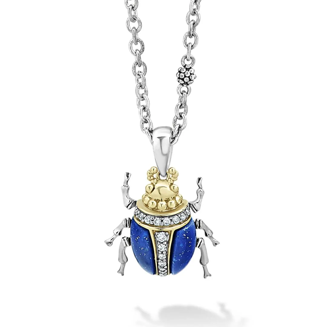 Rare Wonders Lapis Beetle Diamond Pendant Necklace sold by LAGOS