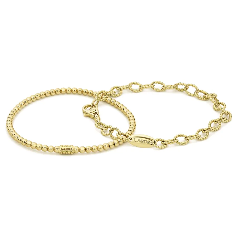 Caviar Gold 18K Gold Bracelet Gift Set sold by LAGOS