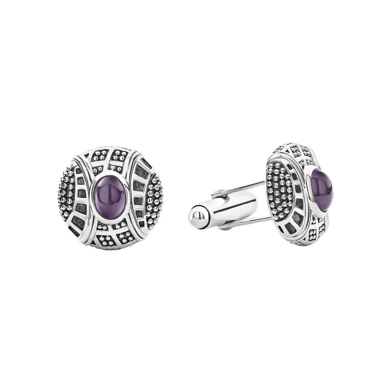 Keep Memory Alive Amethyst Cufflinks sold by LAGOS