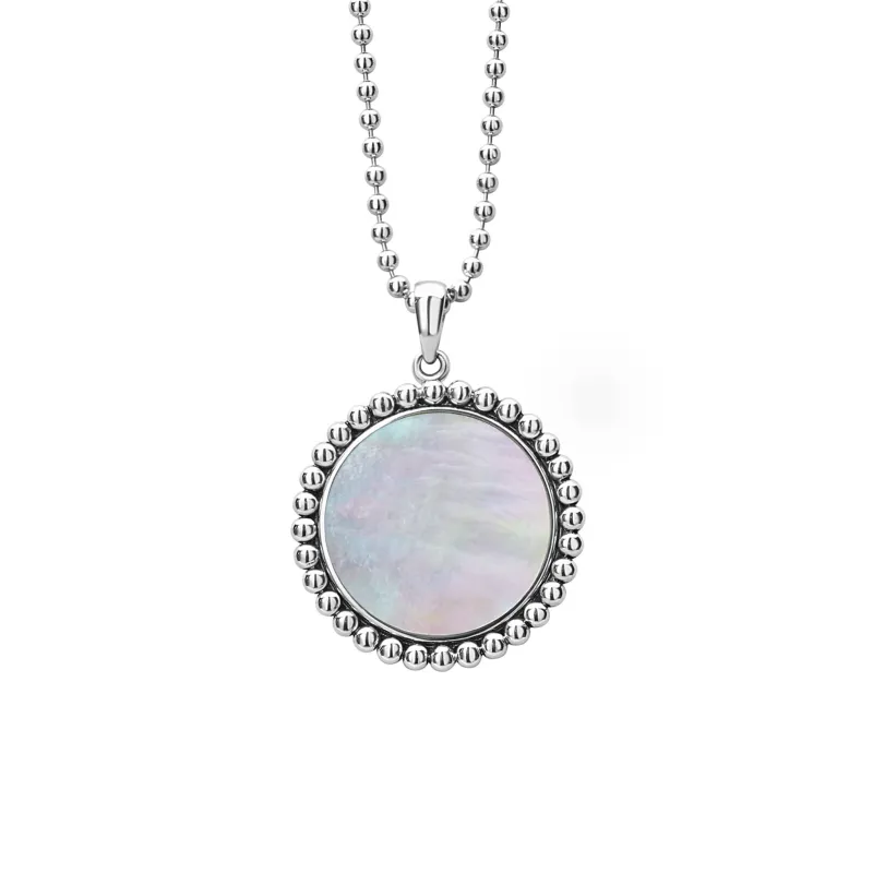 Maya Large Mother of Pearl Circle Pendant Necklace sold by LAGOS