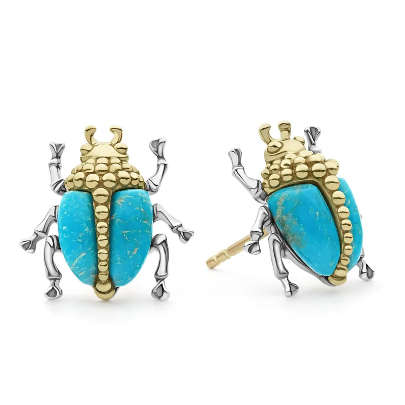 Rare Wonders Turquoise Beetle Stud Earrings sold by LAGOS