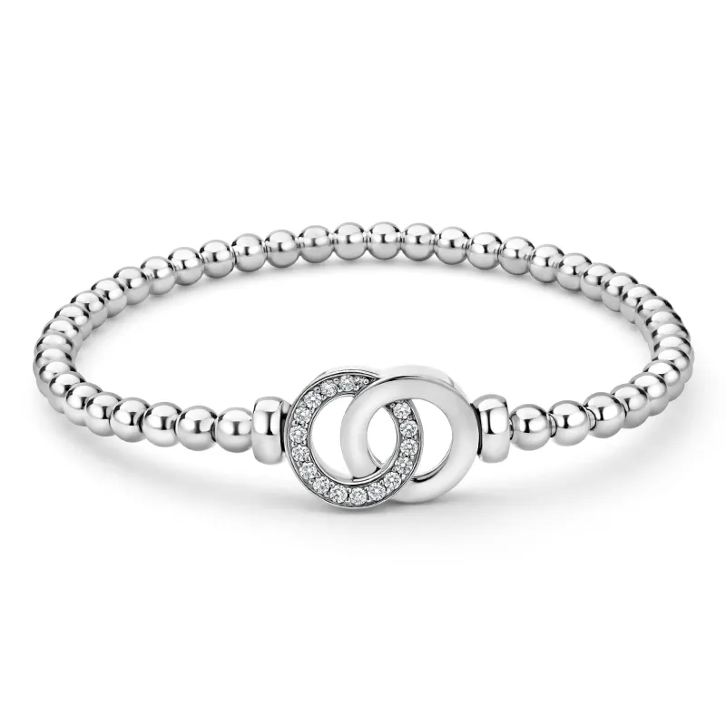 Signature Caviar Silver Interlocking Diamond Stretch Bracelet sold by LAGOS
