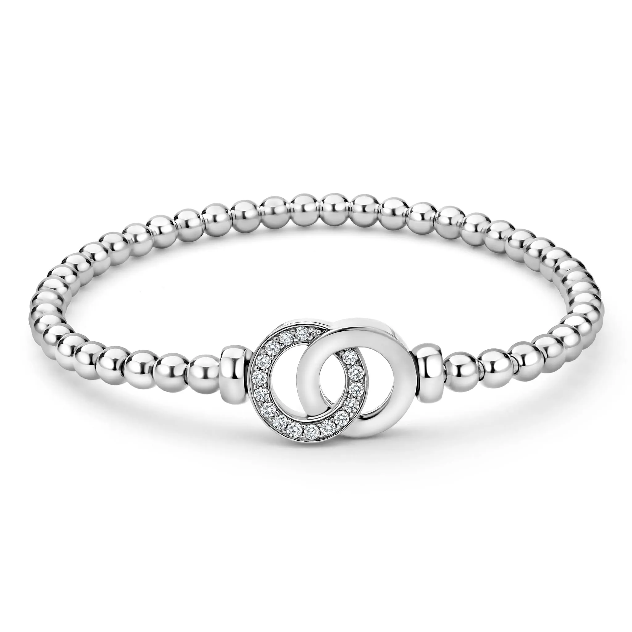 Signature Caviar Silver Interlocking Diamond Stretch Bracelet sold by LAGOS