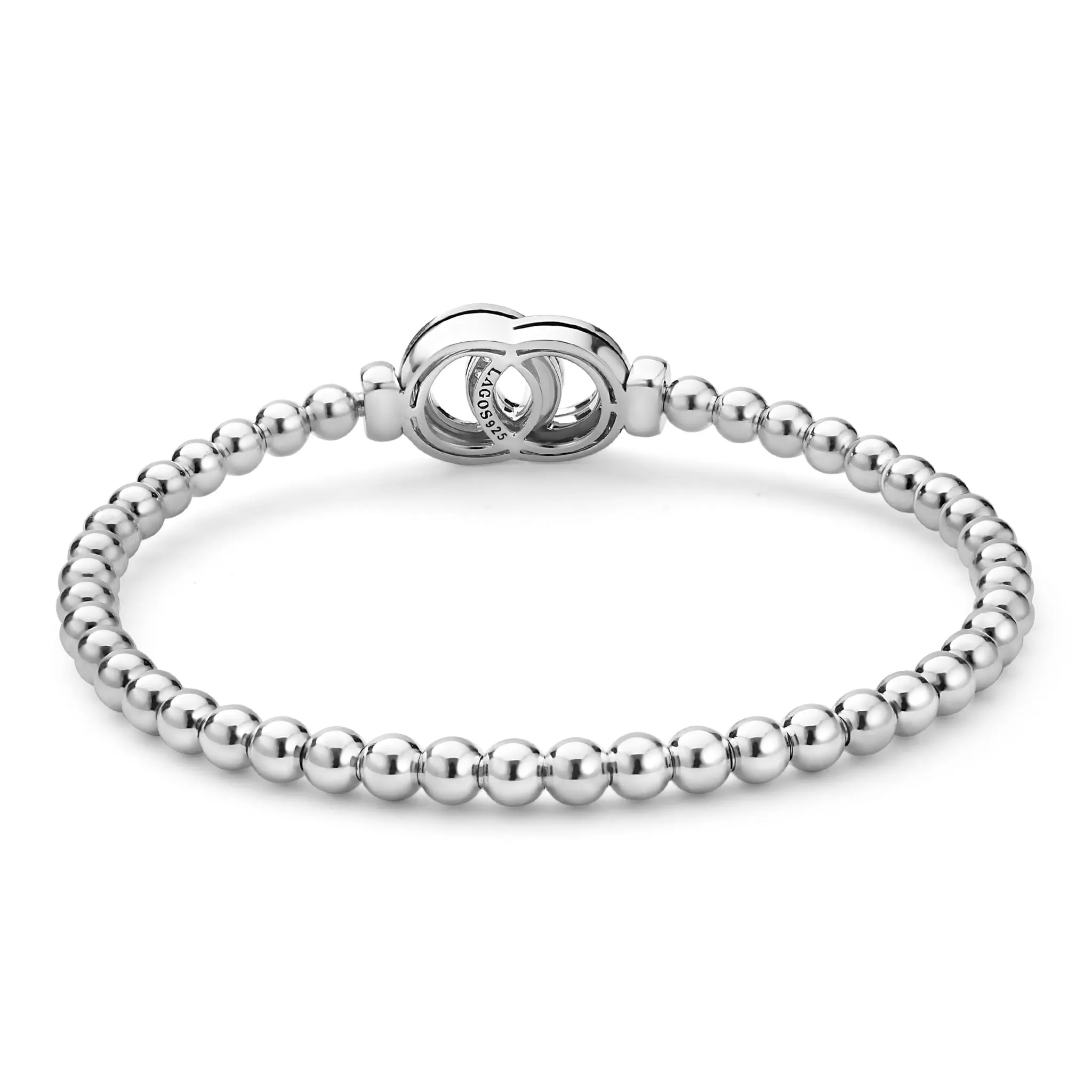 Signature Caviar Silver Interlocking Diamond Stretch Bracelet sold by LAGOS product image thumbnail 4