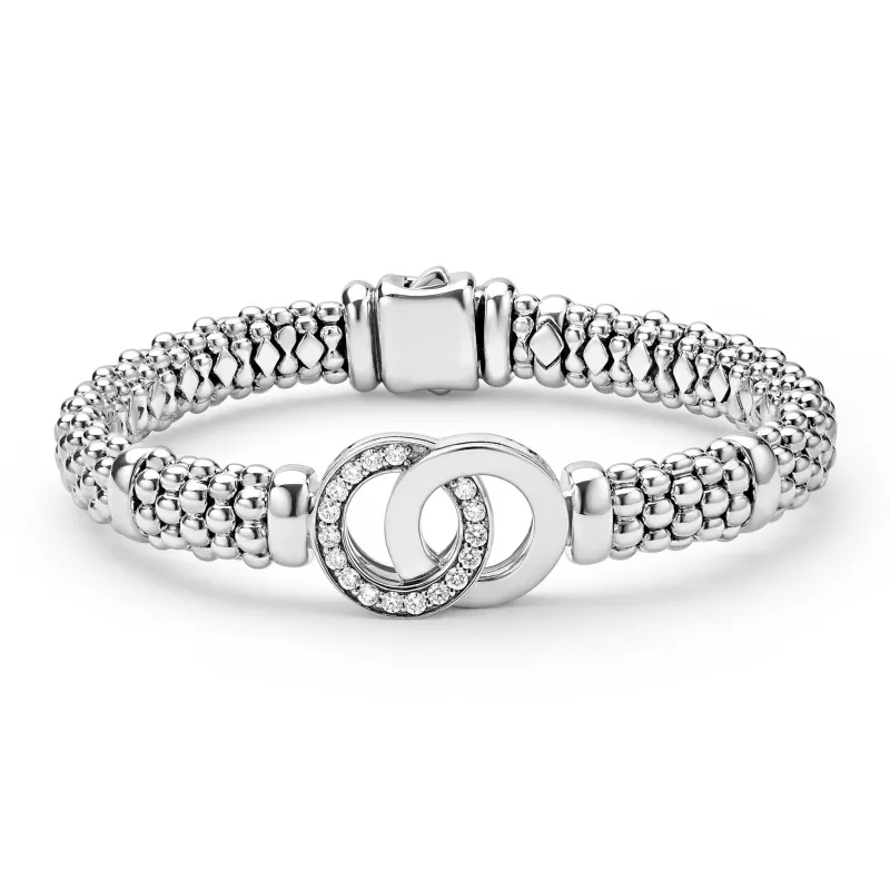 Signature Caviar Silver Interlocking Diamond Caviar Bracelet | 9mm sold by LAGOS