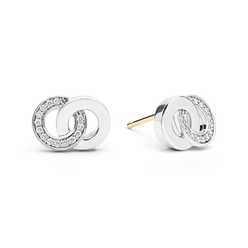 Signature Caviar Silver Interlocking Diamond Stud Earring sold by LAGOS