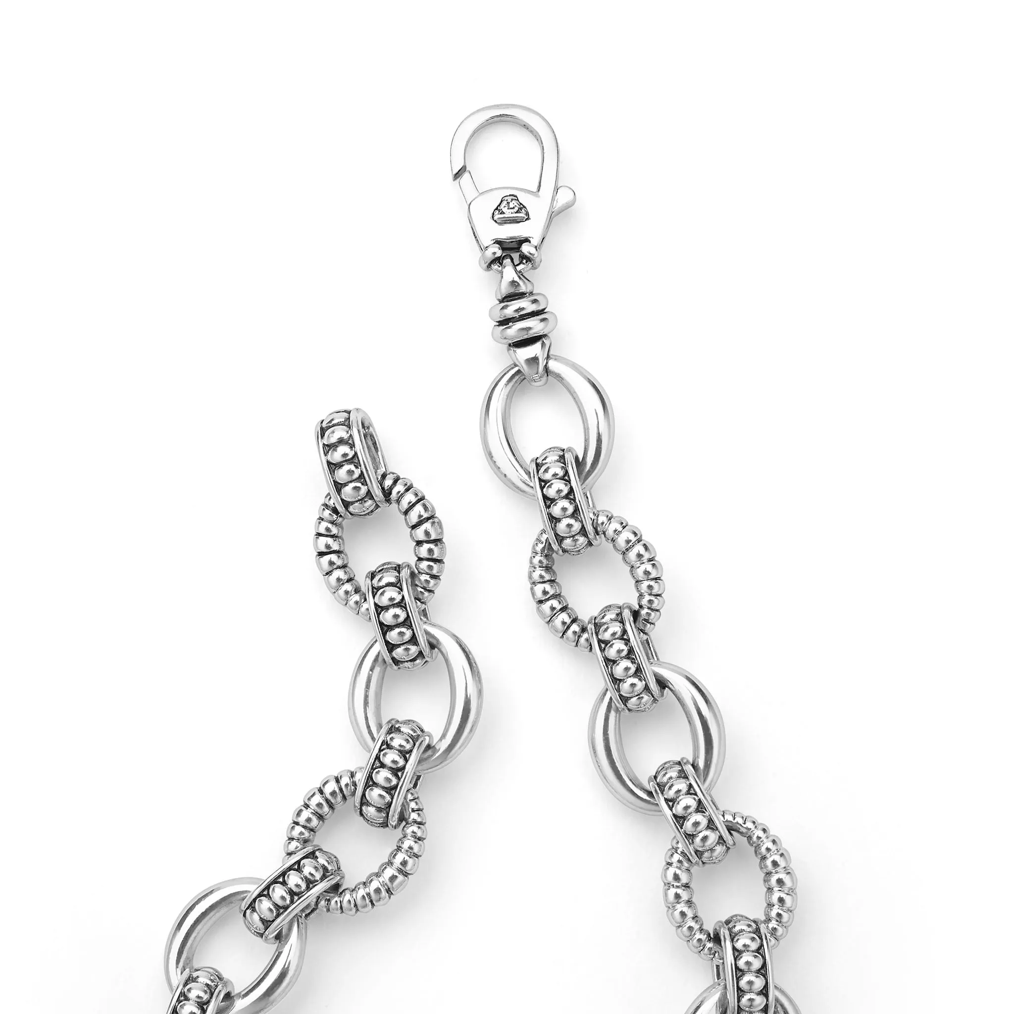 Signature Caviar Sterling Silver Fluted Oval Link Bracelet sold by LAGOS product image thumbnail 4