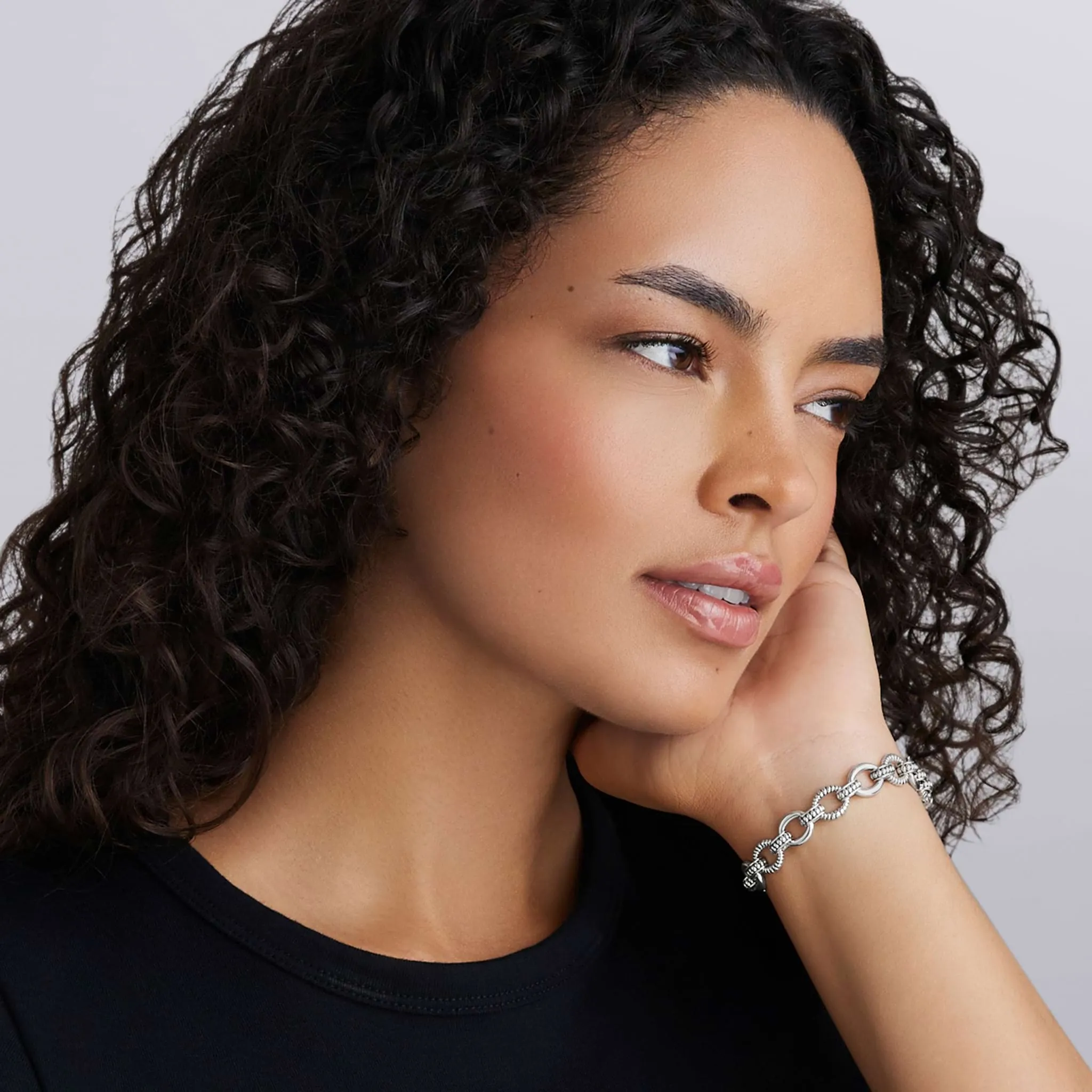 Signature Caviar Sterling Silver Fluted Oval Link Bracelet sold by LAGOS product image thumbnail 2