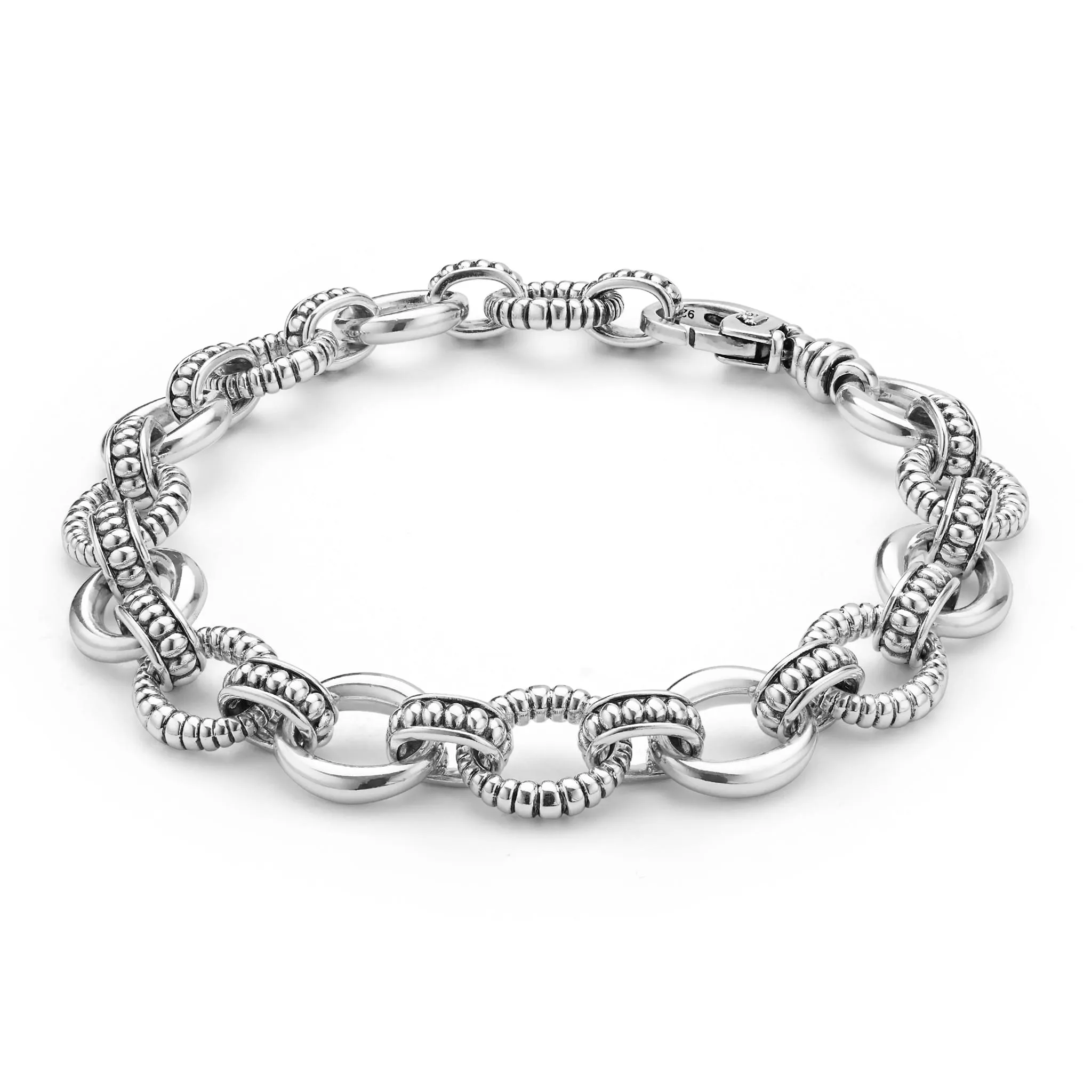 Signature Caviar Sterling Silver Fluted Oval Link Bracelet sold by LAGOS product image thumbnail 3