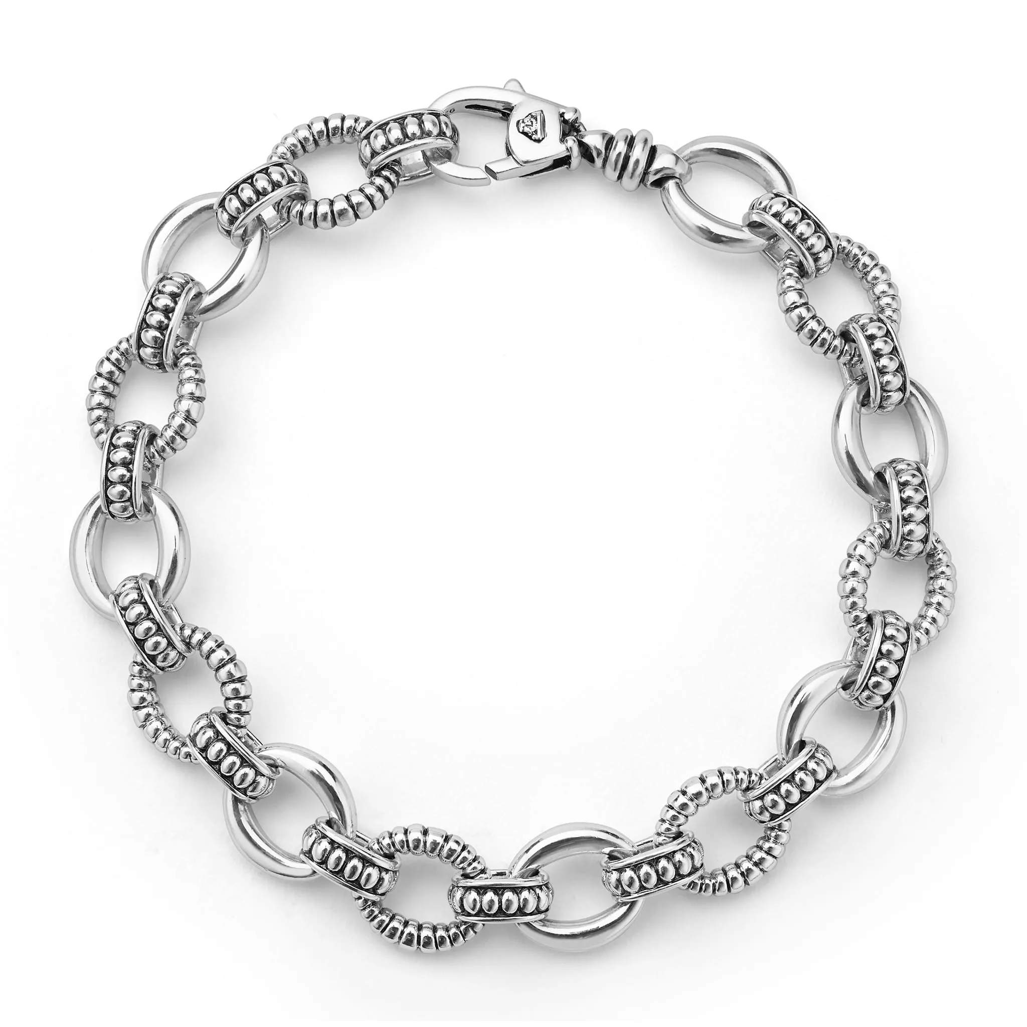 Signature Caviar Sterling Silver Fluted Oval Link Bracelet sold by LAGOS