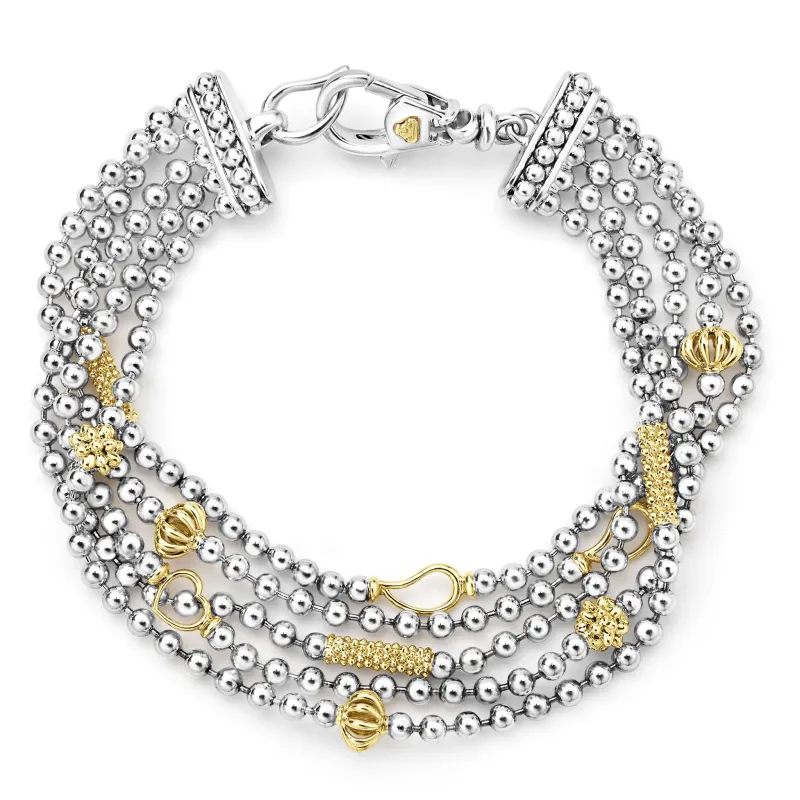 Caviar Icon Two-Tone Caviar Five Strand Chain Bracelet made by LAGOS