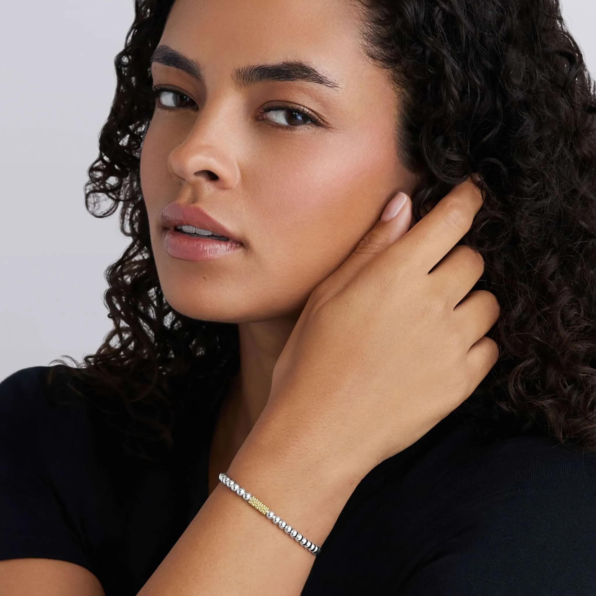 Caviar Icon Two-Tone Caviar Icon Stretch Bracelet sold by LAGOS product image thumbnail 2