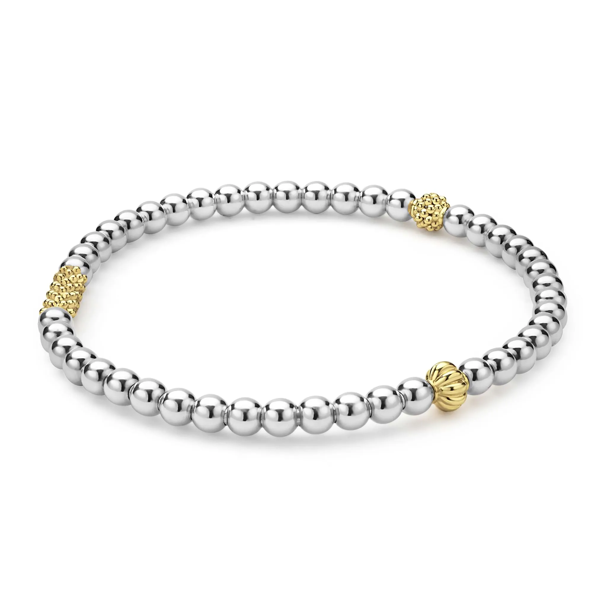 Caviar Icon Two-Tone Caviar Icon Stretch Bracelet sold by LAGOS product image thumbnail 4
