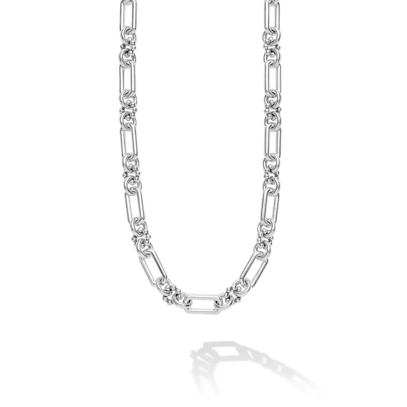 Signature Caviar Petite Sterling Silver Caviar Link Necklace made by LAGOS