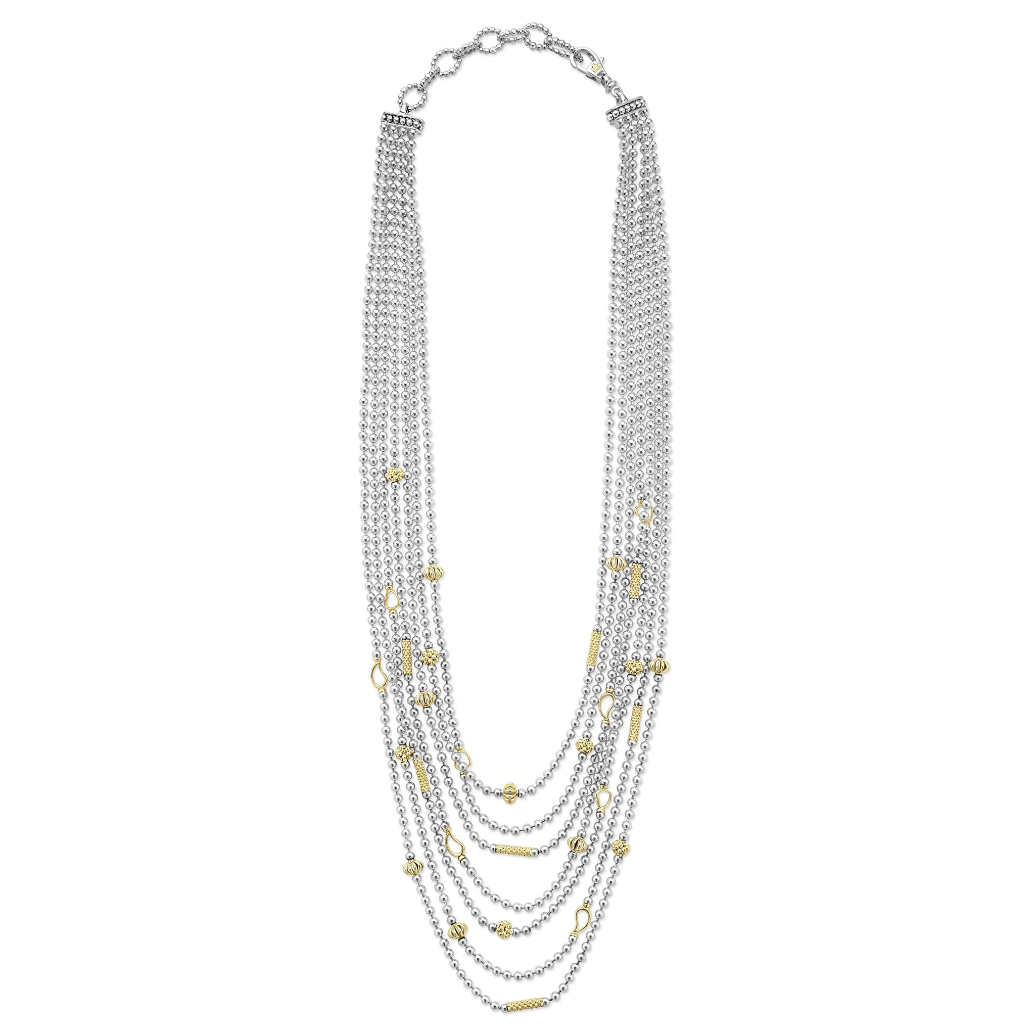 Caviar Icon Two-Tone Caviar Five Row Strand Necklace sold by LAGOS product image thumbnail 4