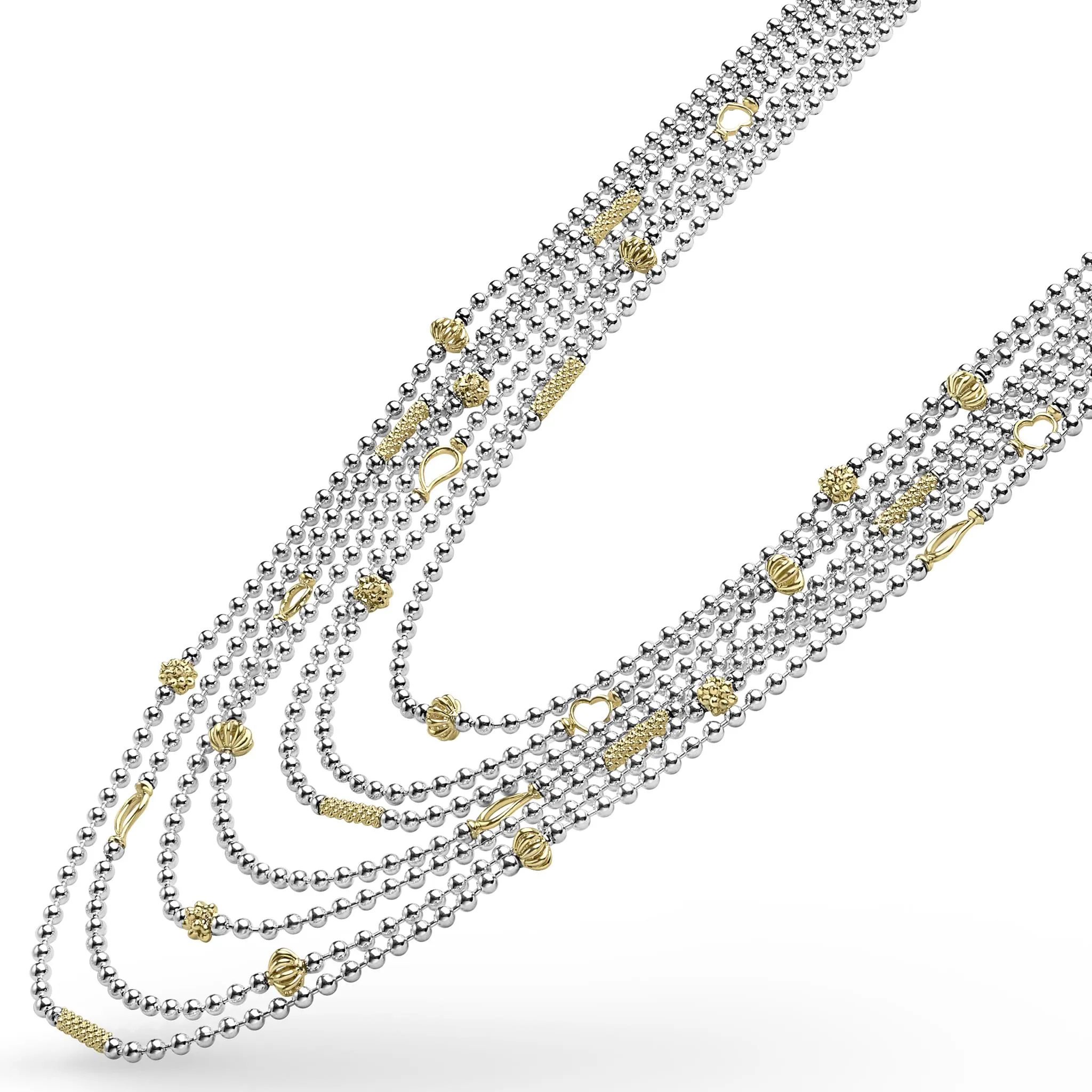 Caviar Icon Two-Tone Caviar Five Row Strand Necklace sold by LAGOS product image thumbnail 5