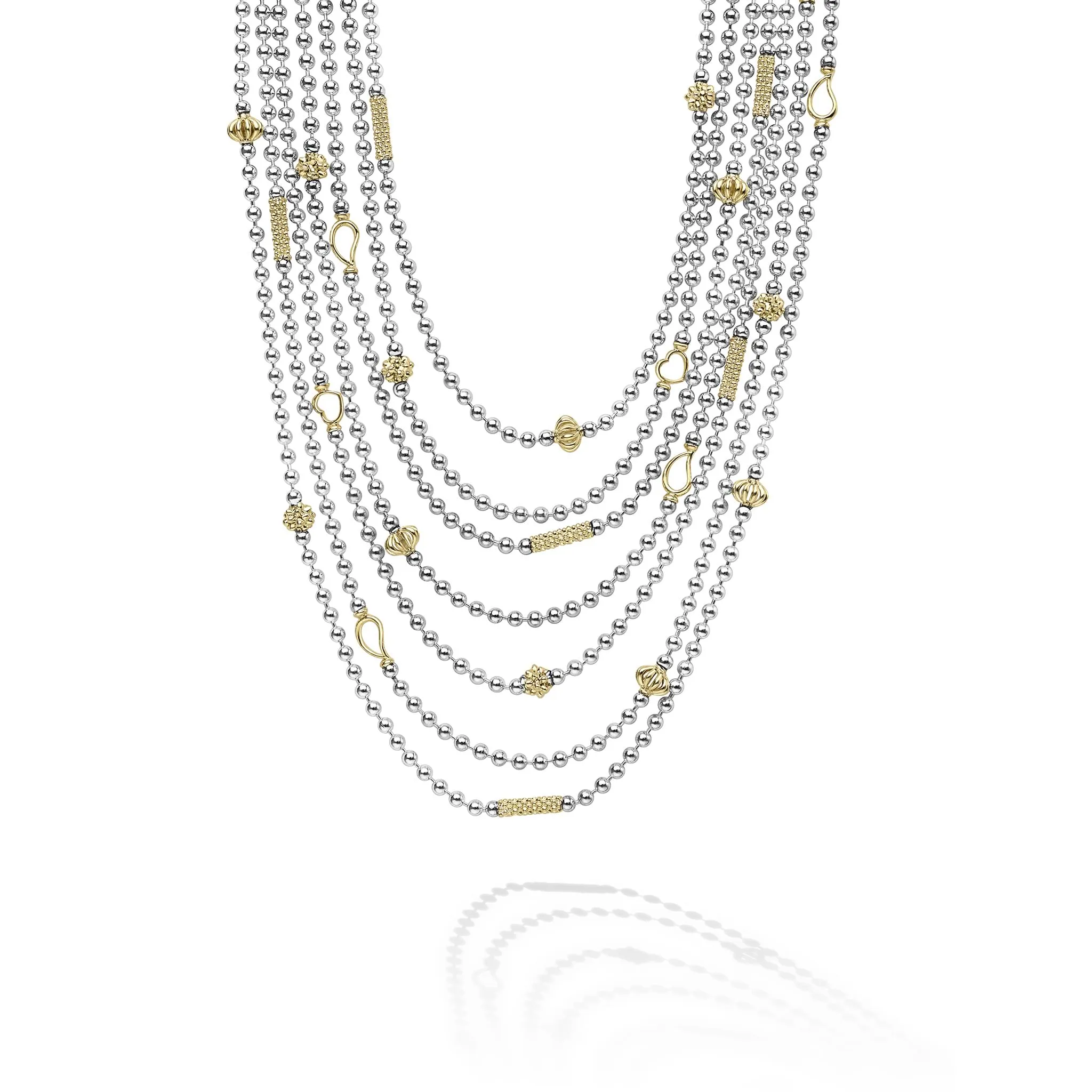 Caviar Icon Two-Tone Caviar Five Row Strand Necklace sold by LAGOS