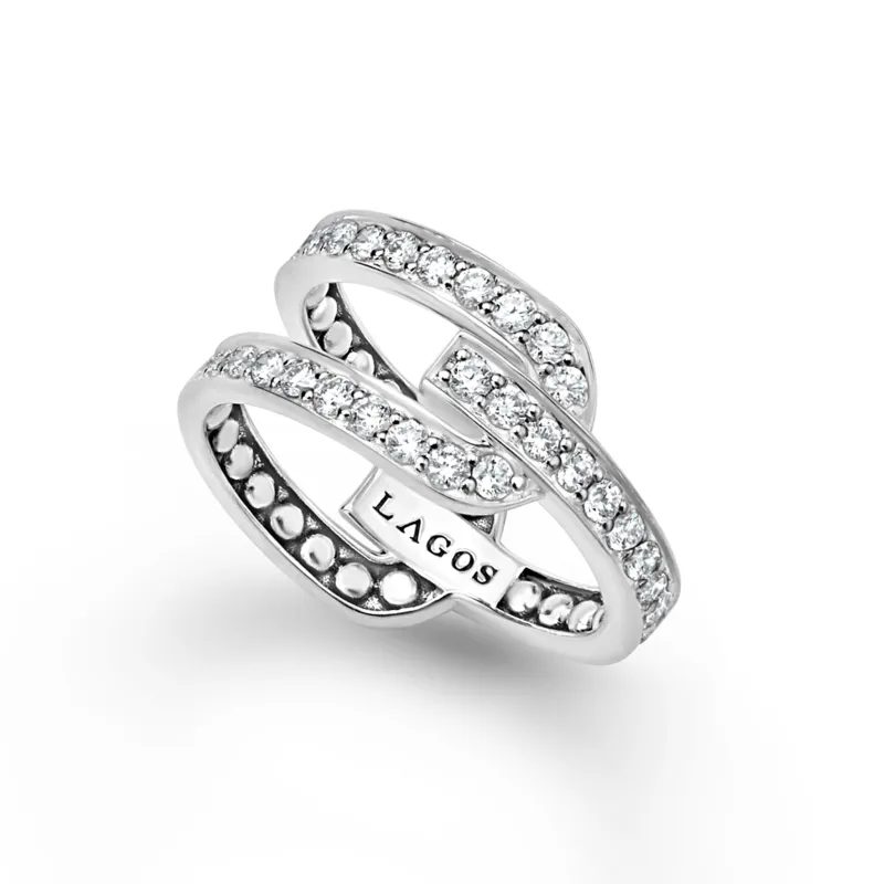 Caviar Spark Silver Caviar Linear Diamond Ring made by LAGOS